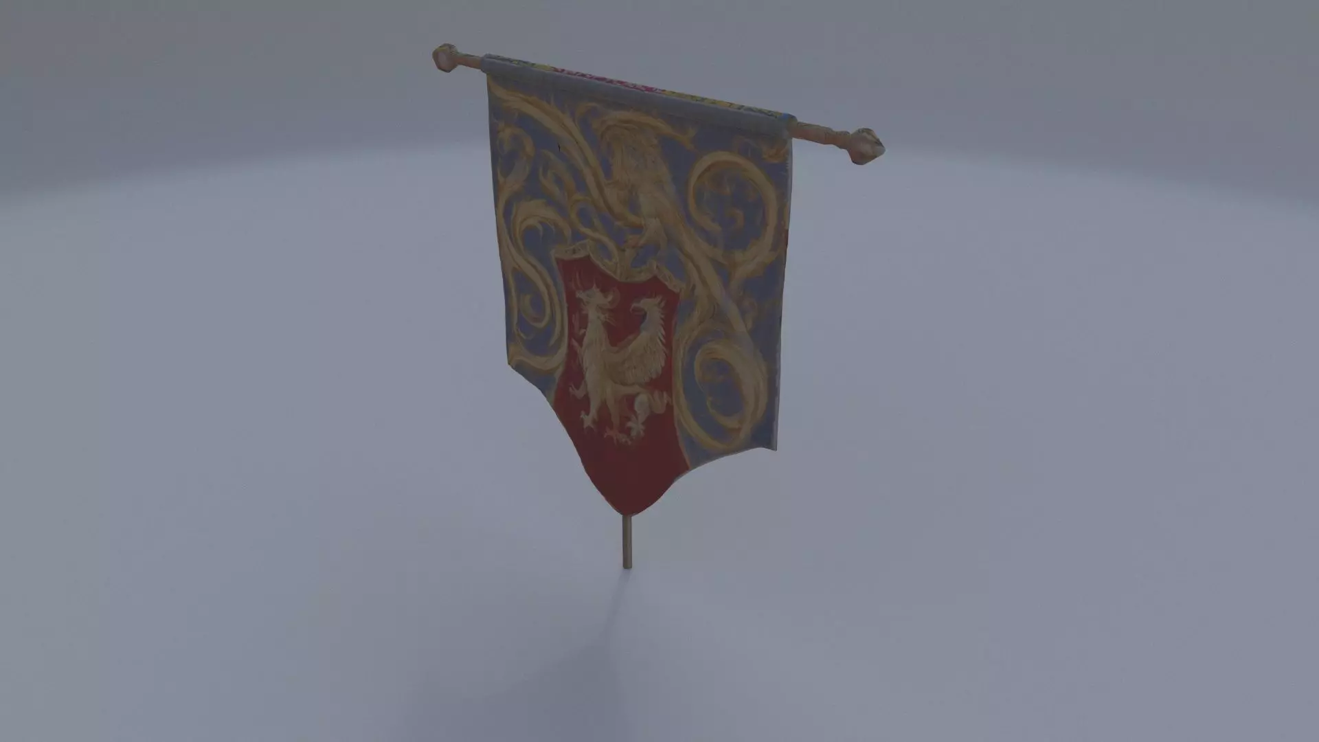 Decorative Heraldic Banner 3D model_0