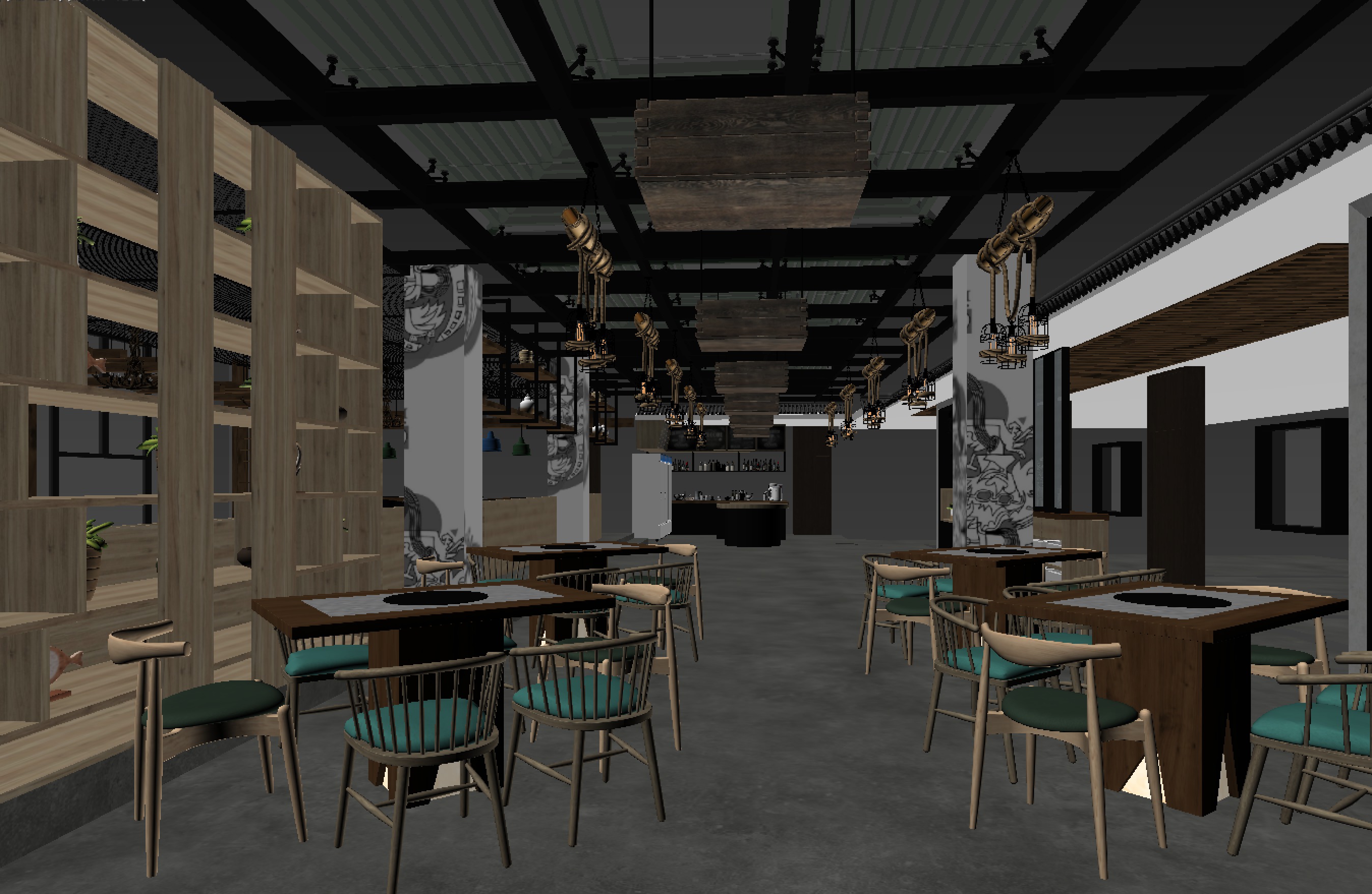 restaurant interior scenes 3D model_7