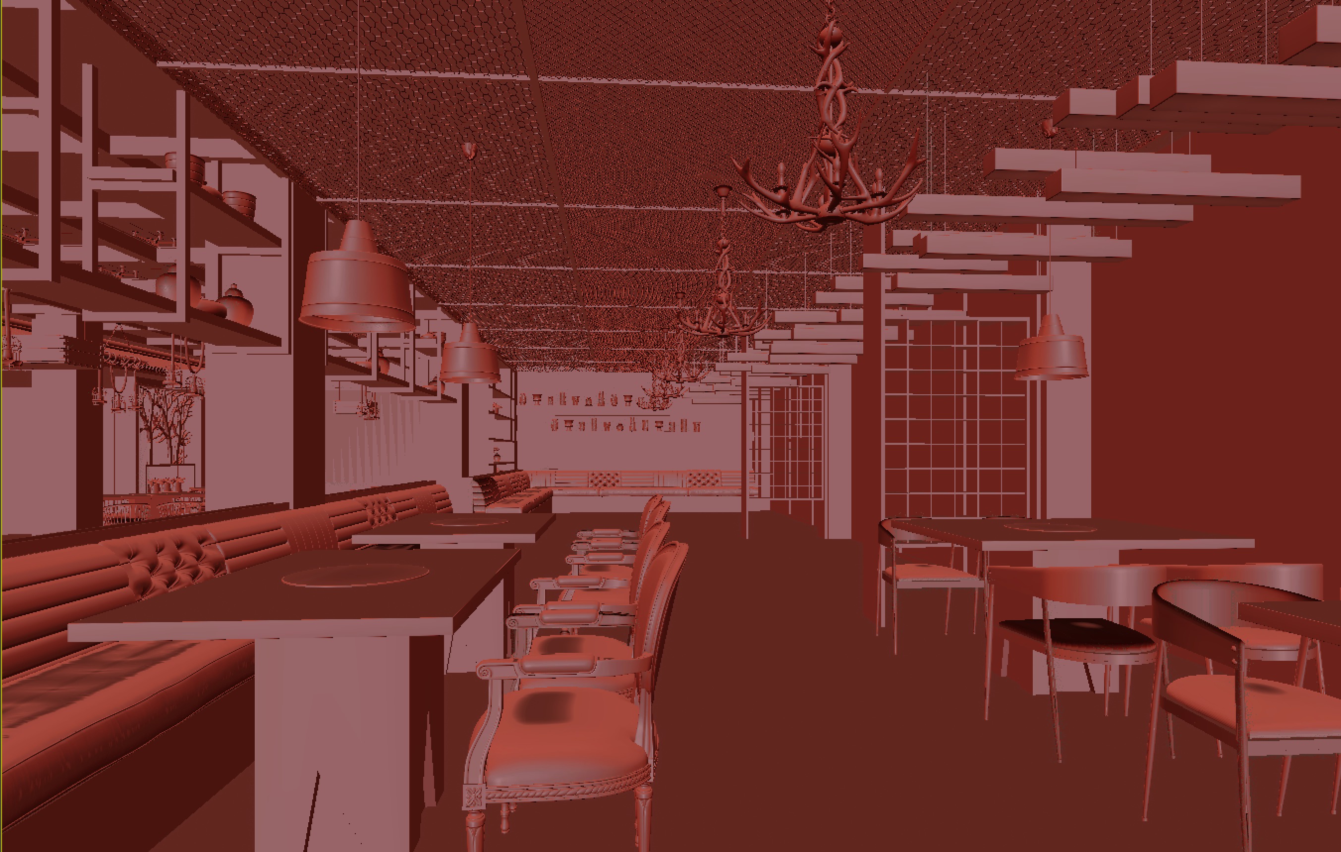 restaurant interior scenes 3D model_8