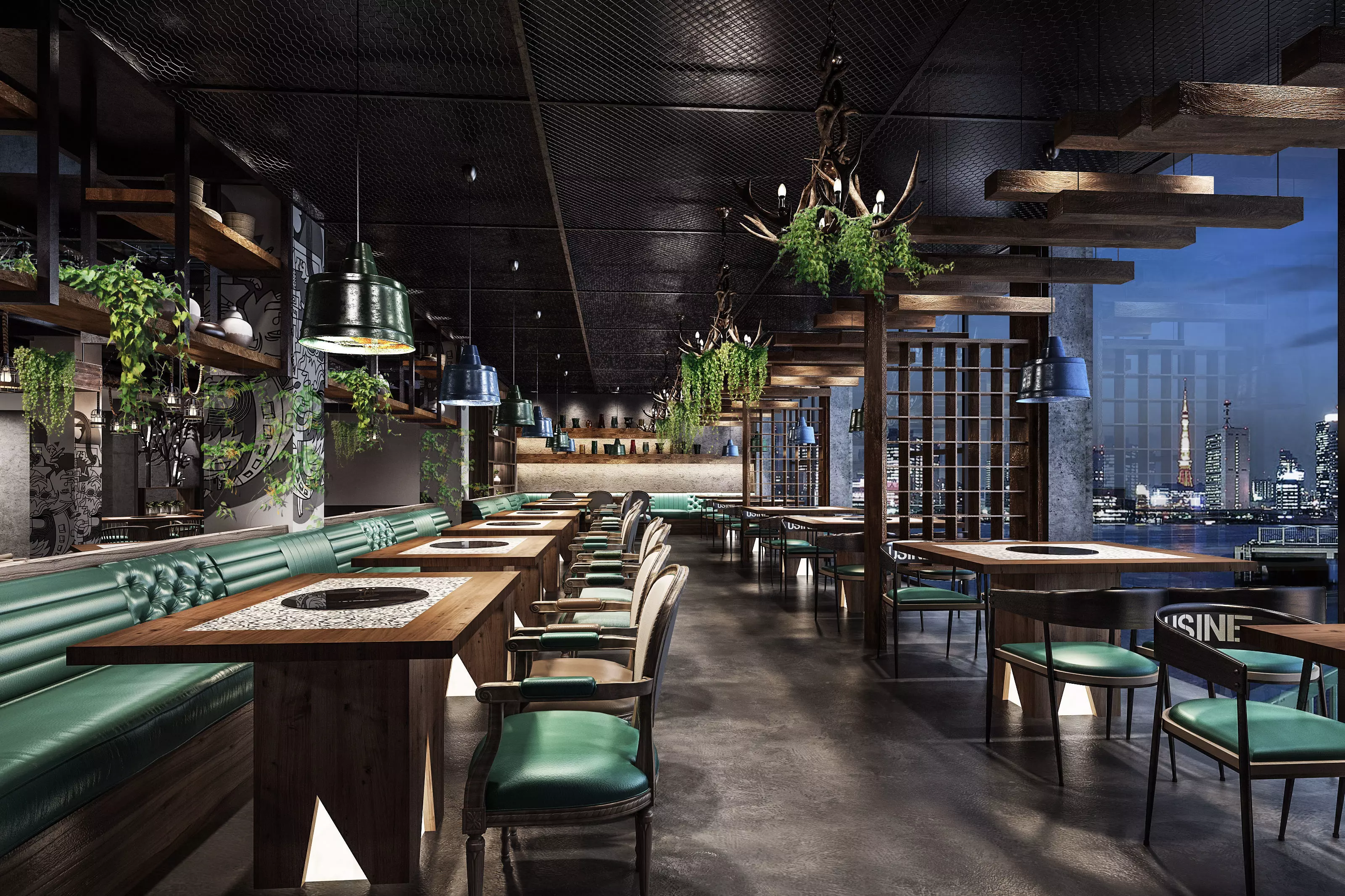 restaurant interior scenes 3D model_0