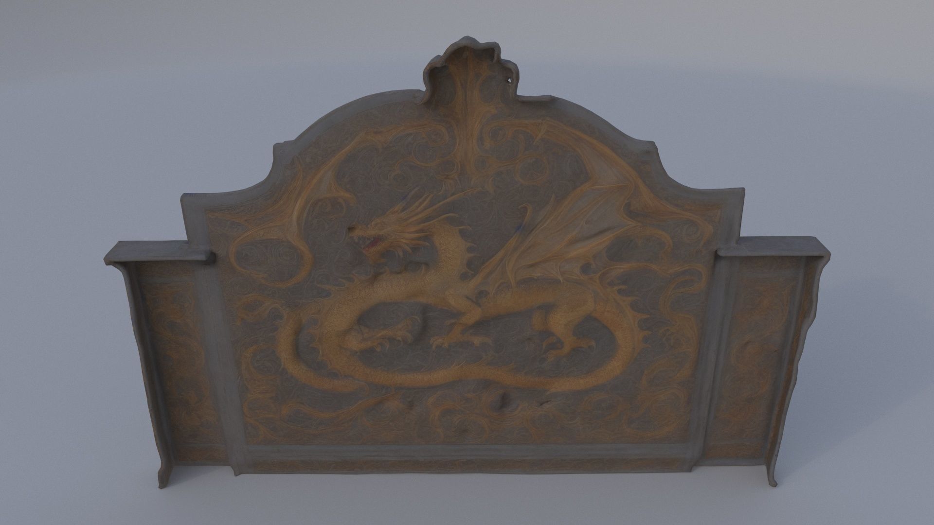 Dragon-Embossed Fireplace Screen 3D model_4