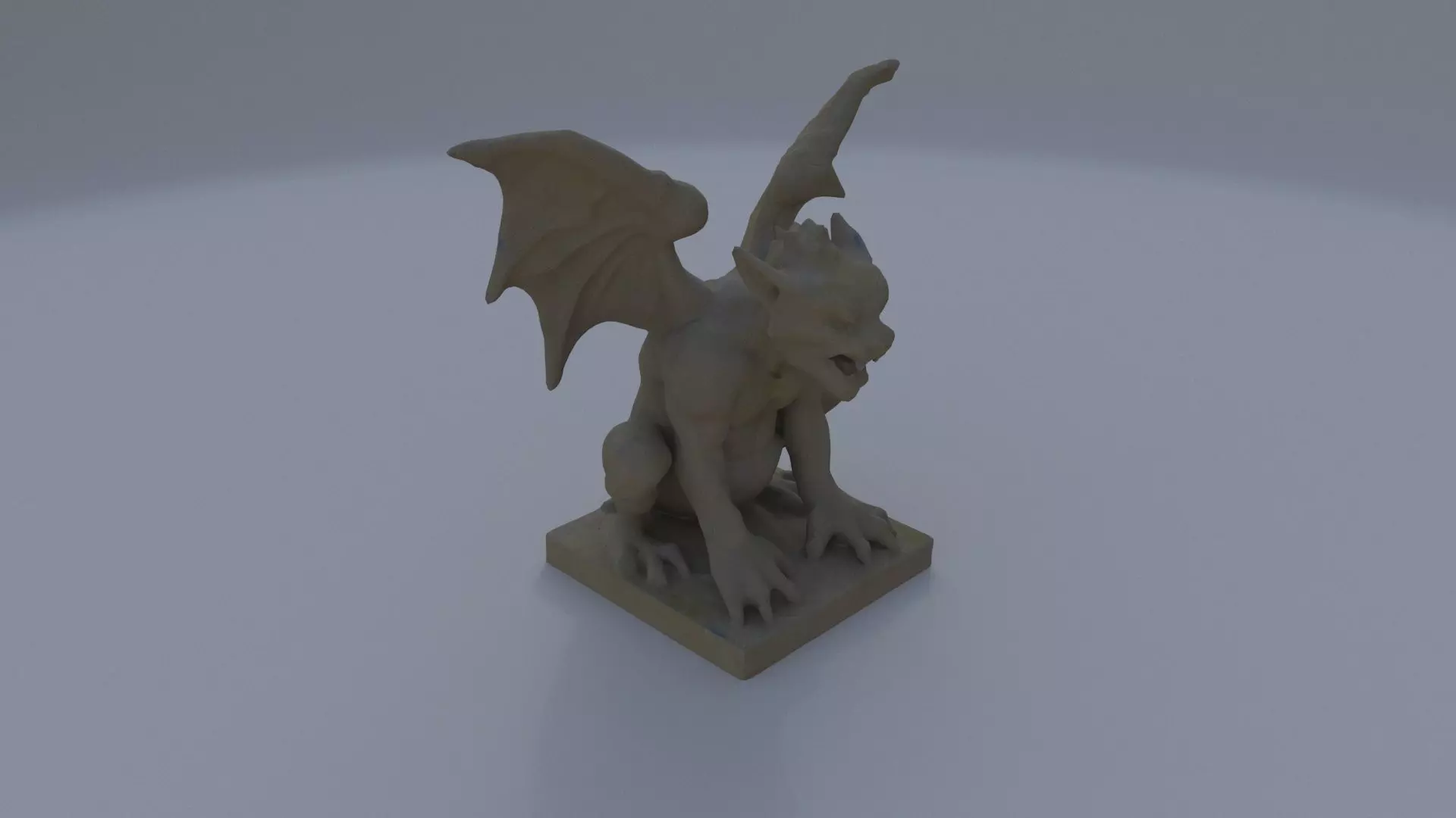 Engraved Stone Gargoyle 3D model_0