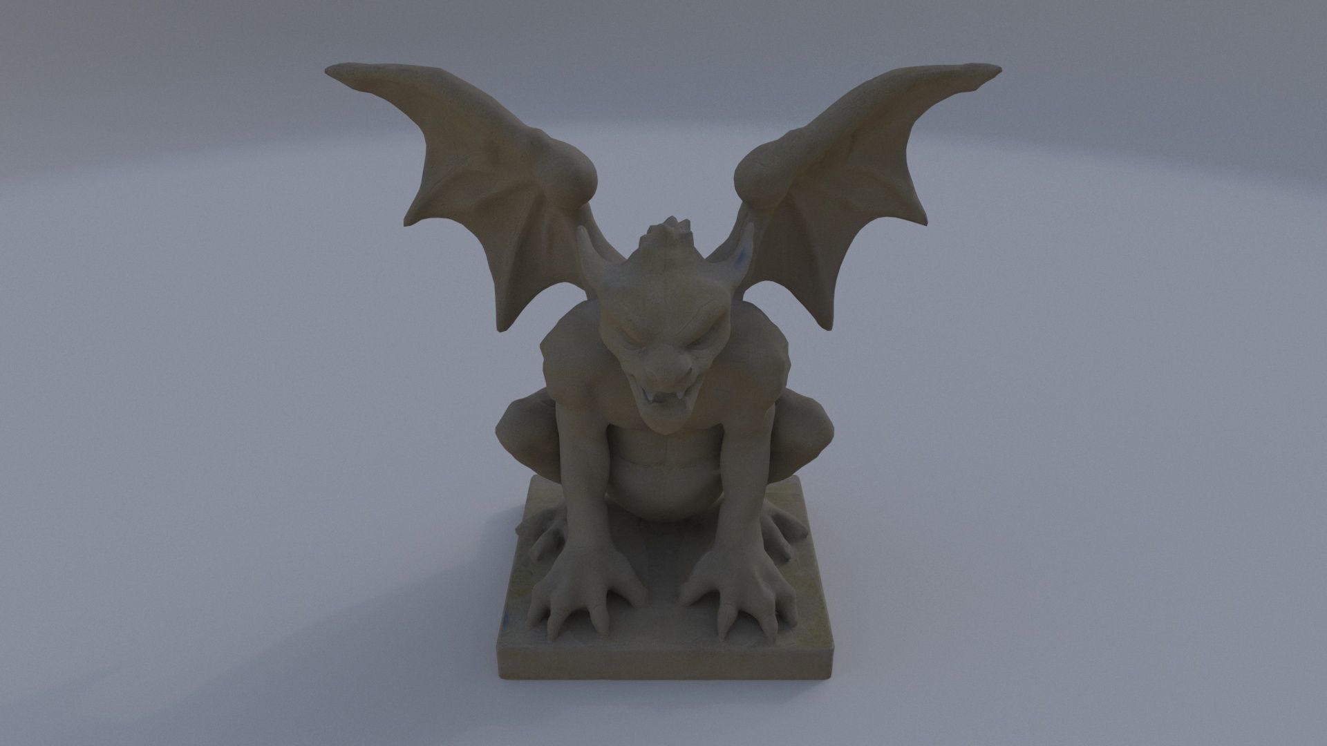 Engraved Stone Gargoyle 3D model_1
