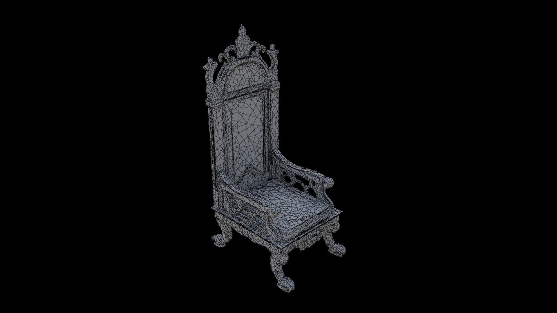 Gilded Throne Chair 3D model_5