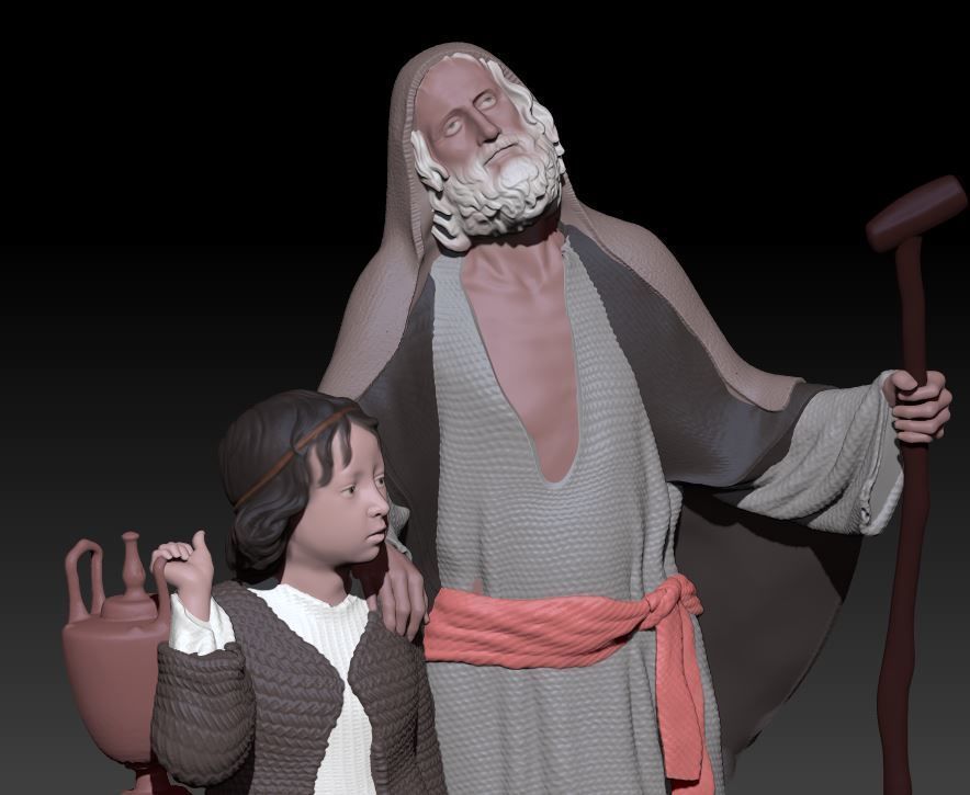 blind man and boy 3D print model_5