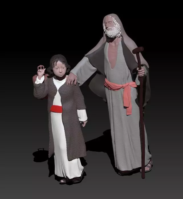 blind man and boy 3D print model_0