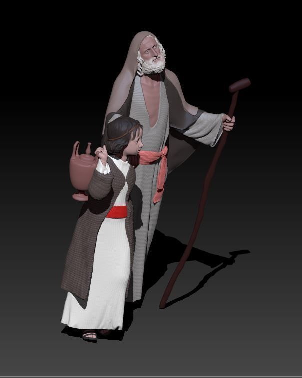 blind man and boy 3D print model_1