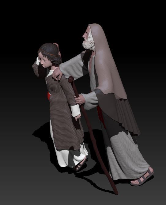blind man and boy 3D print model_2