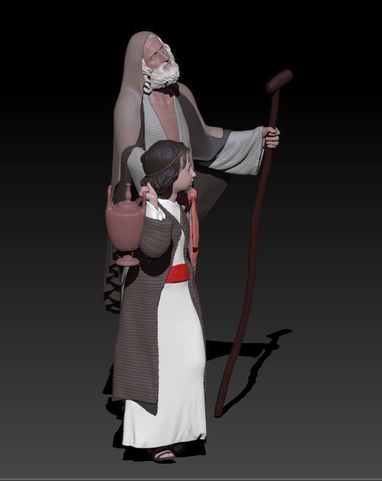 blind man and boy 3D print model_4