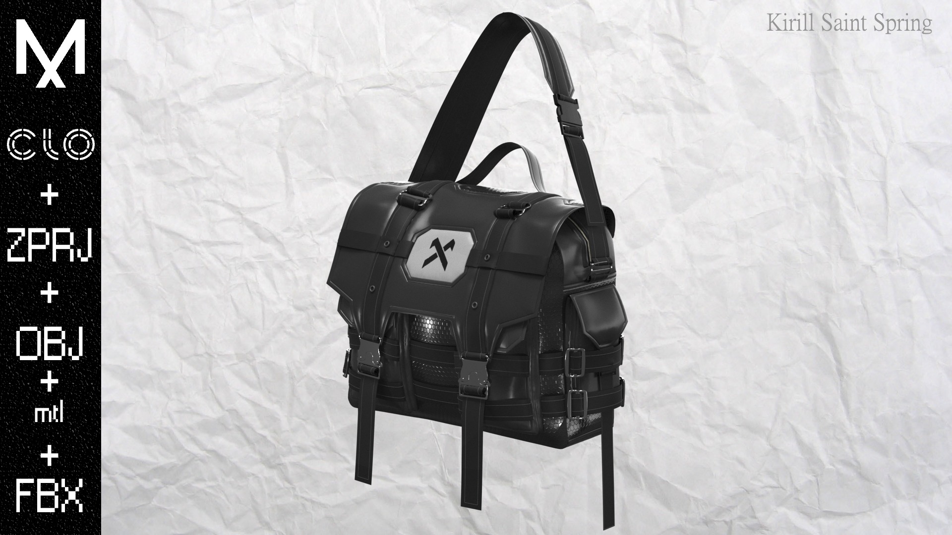 New Backpack Marvelous designer Clo3d OBJ mtl FBX ZPRJ 3D model_4