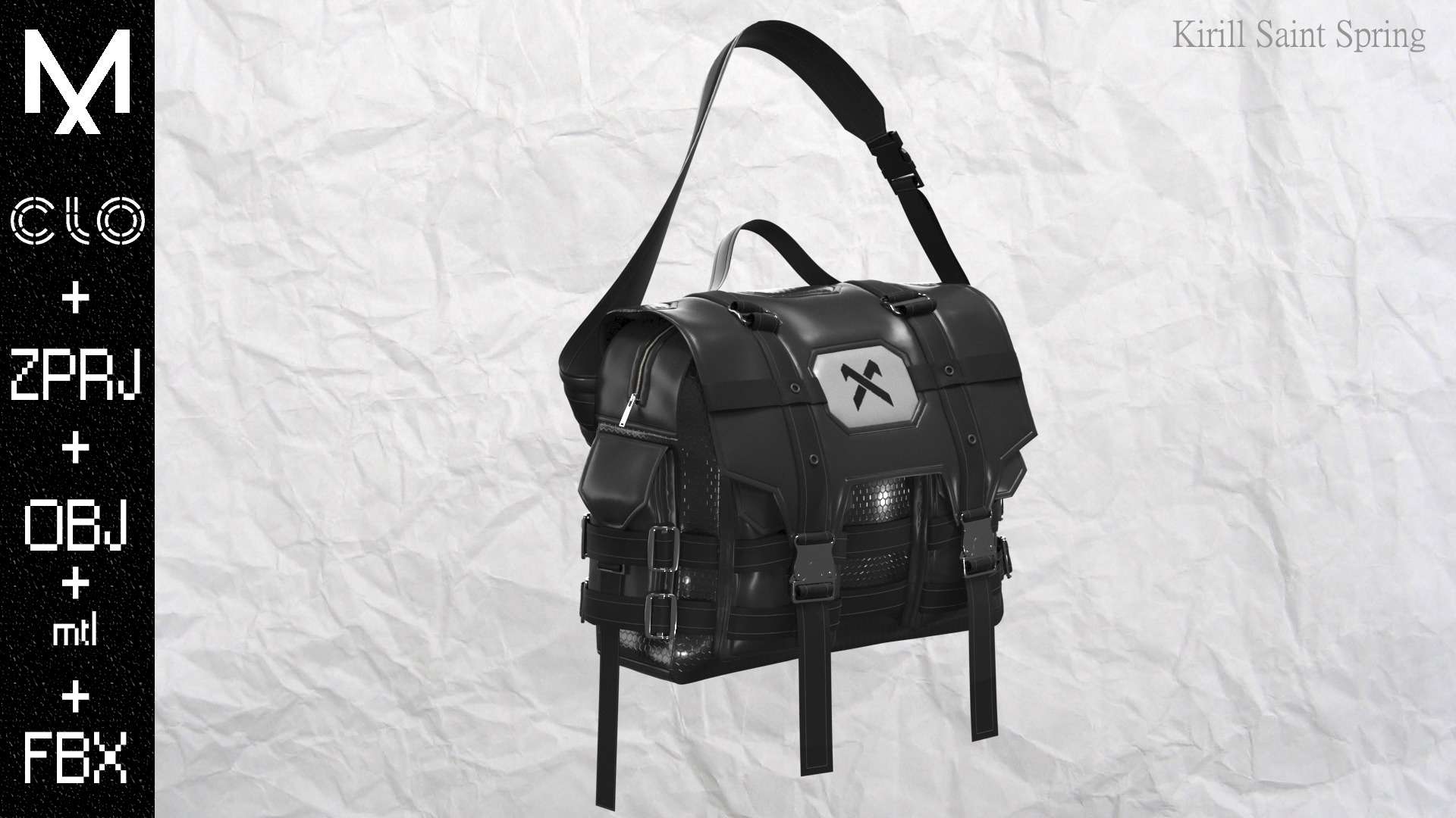 New Backpack Marvelous designer Clo3d OBJ mtl FBX ZPRJ 3D model_3