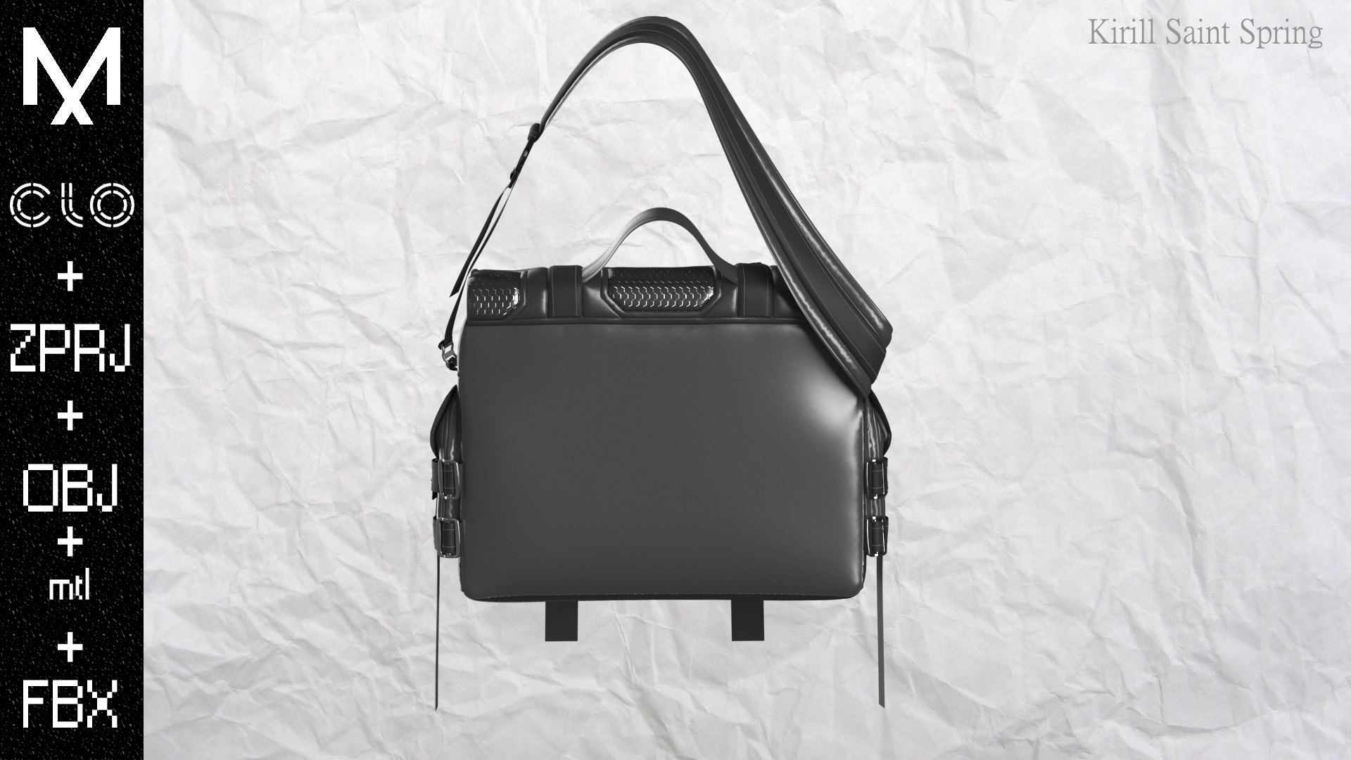 New Backpack Marvelous designer Clo3d OBJ mtl FBX ZPRJ 3D model_6