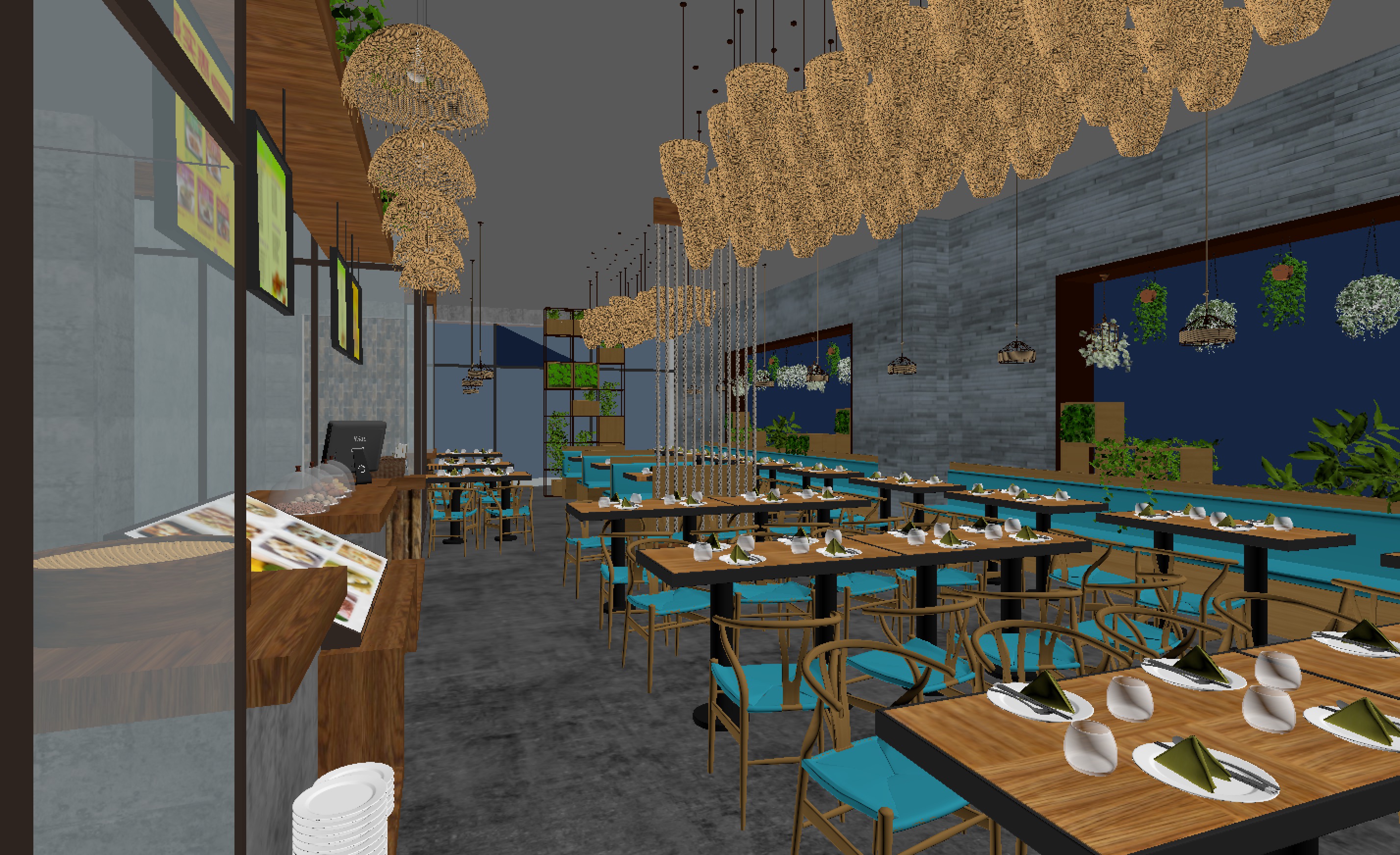 restaurant interior scenes 3D model_1