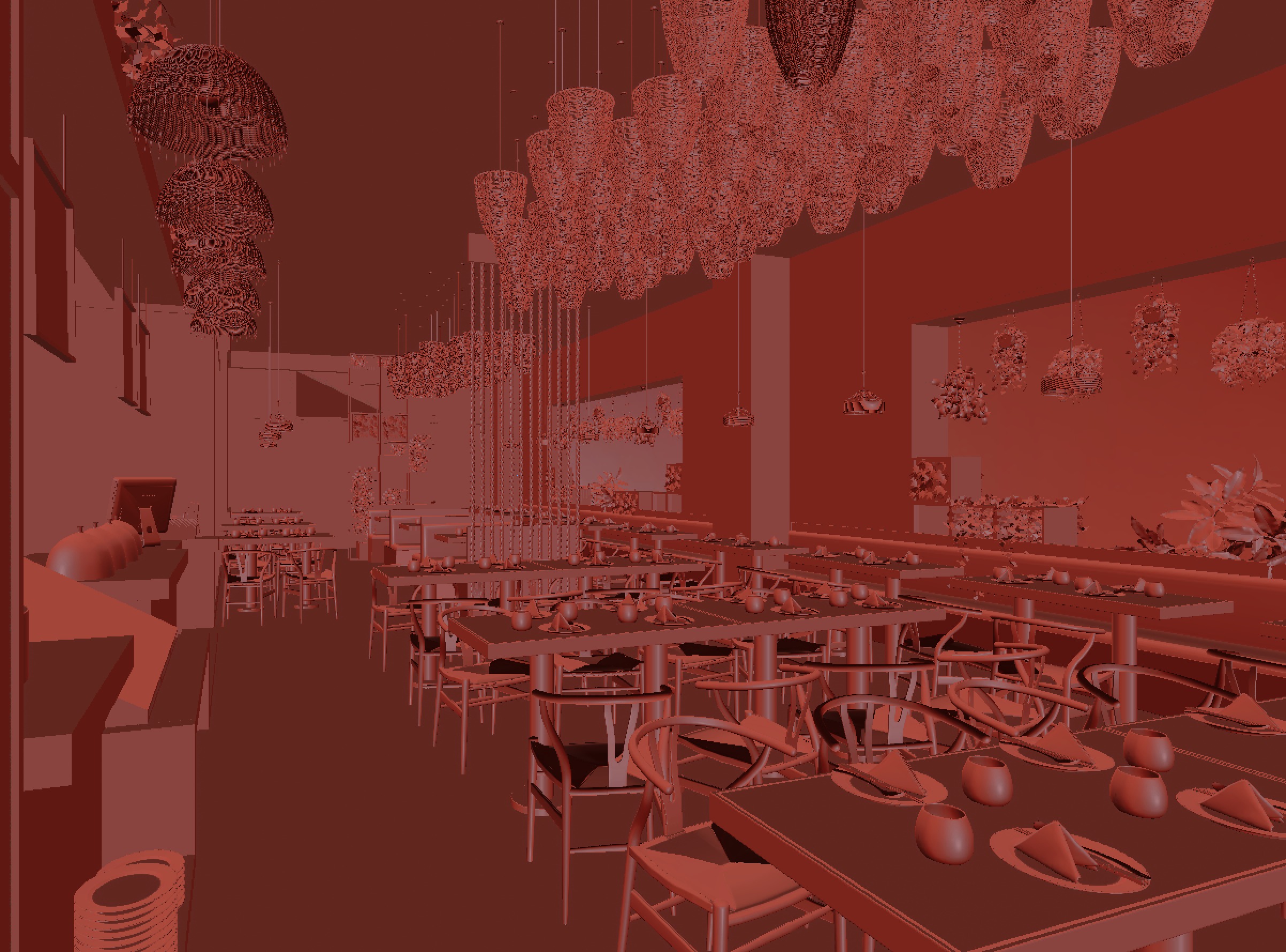 restaurant interior scenes 3D model_2
