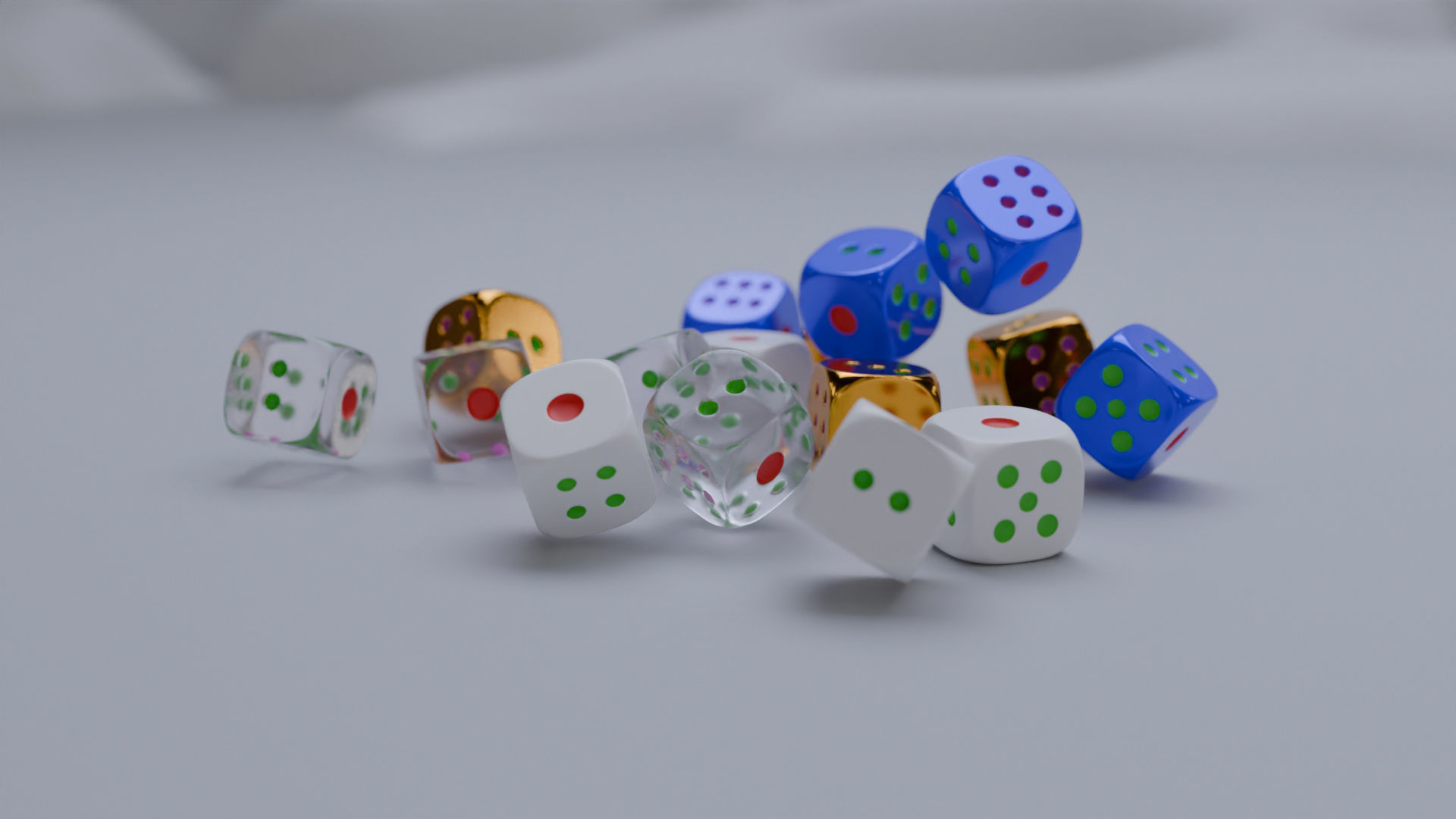 Dice Set Low-poly 3D model_2
