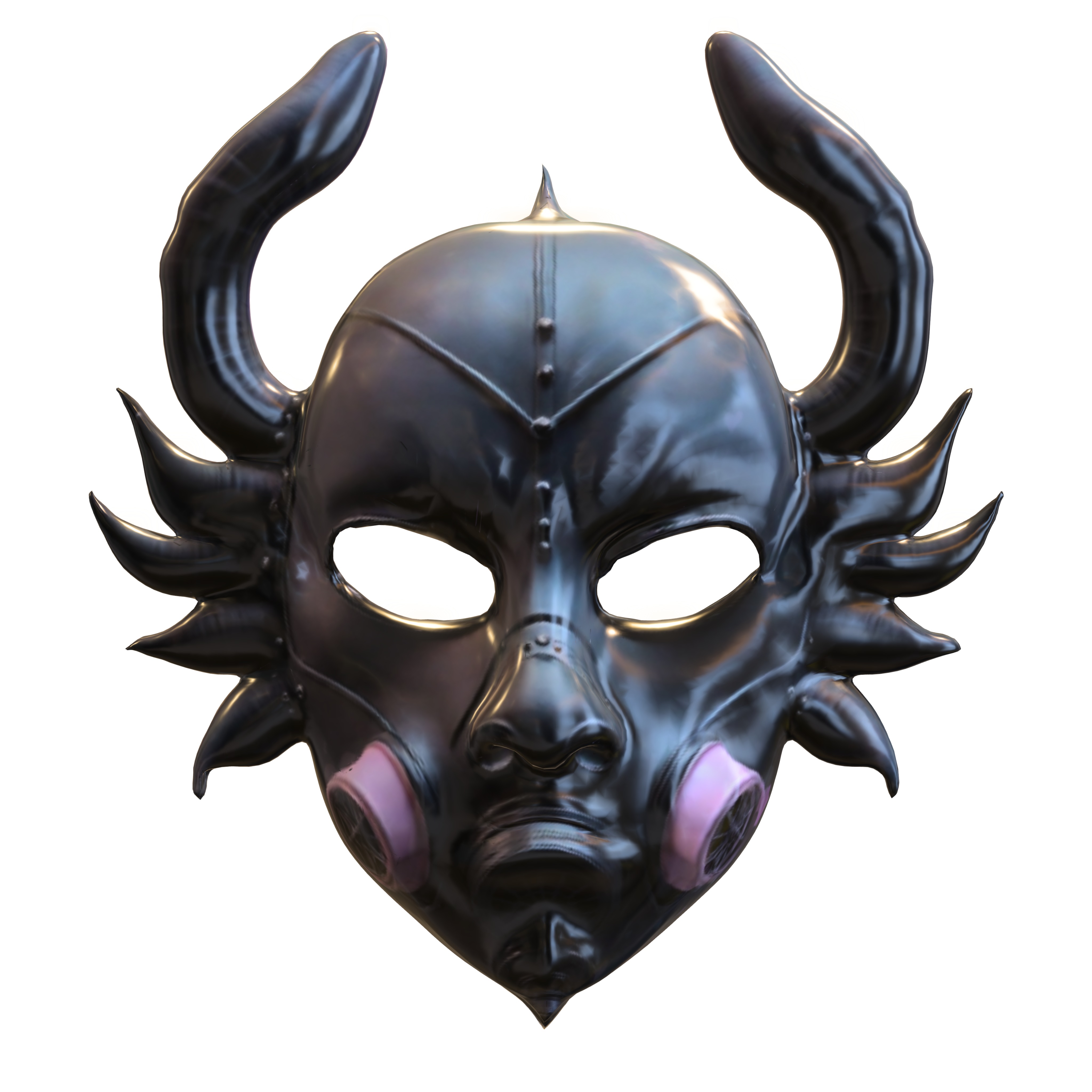 Ornate Fantasy Mask with Metallic Horns Low-poly 3D model_2