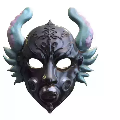 Ornate Fantasy Mask with Metallic Horns