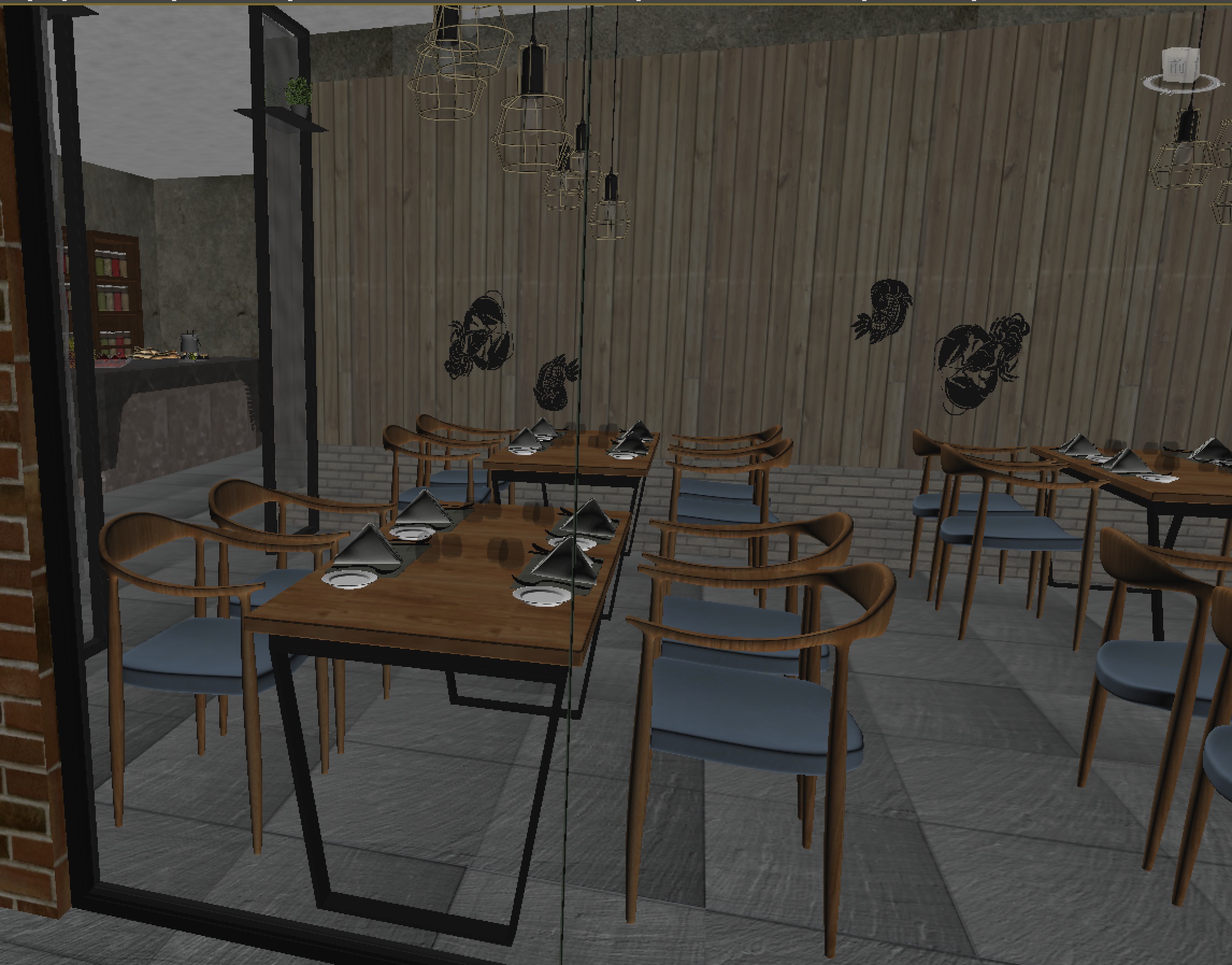 restaurant interior scenes 3D model_1