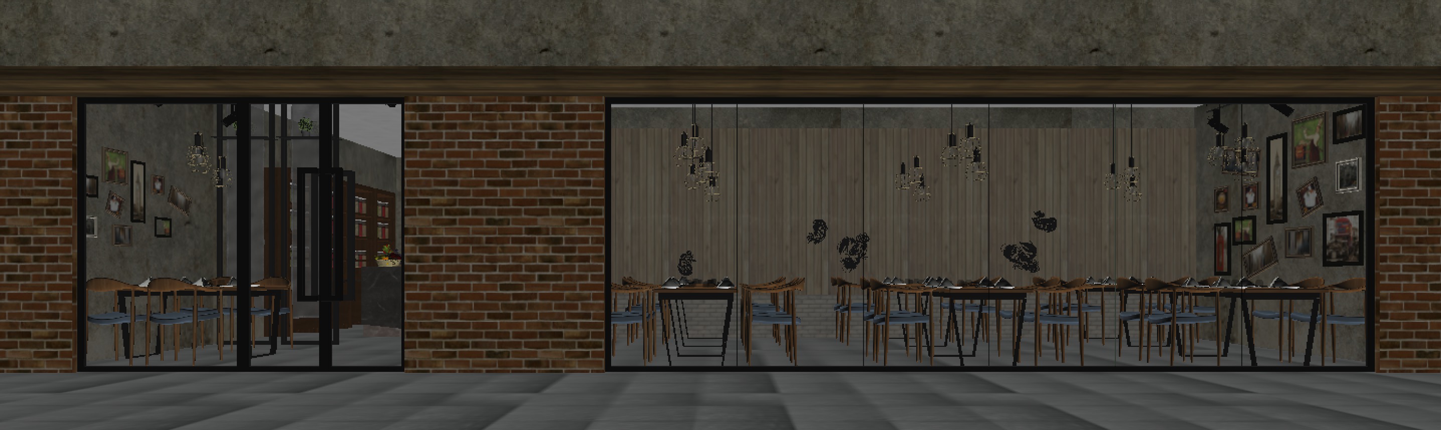 restaurant interior scenes 3D model_3
