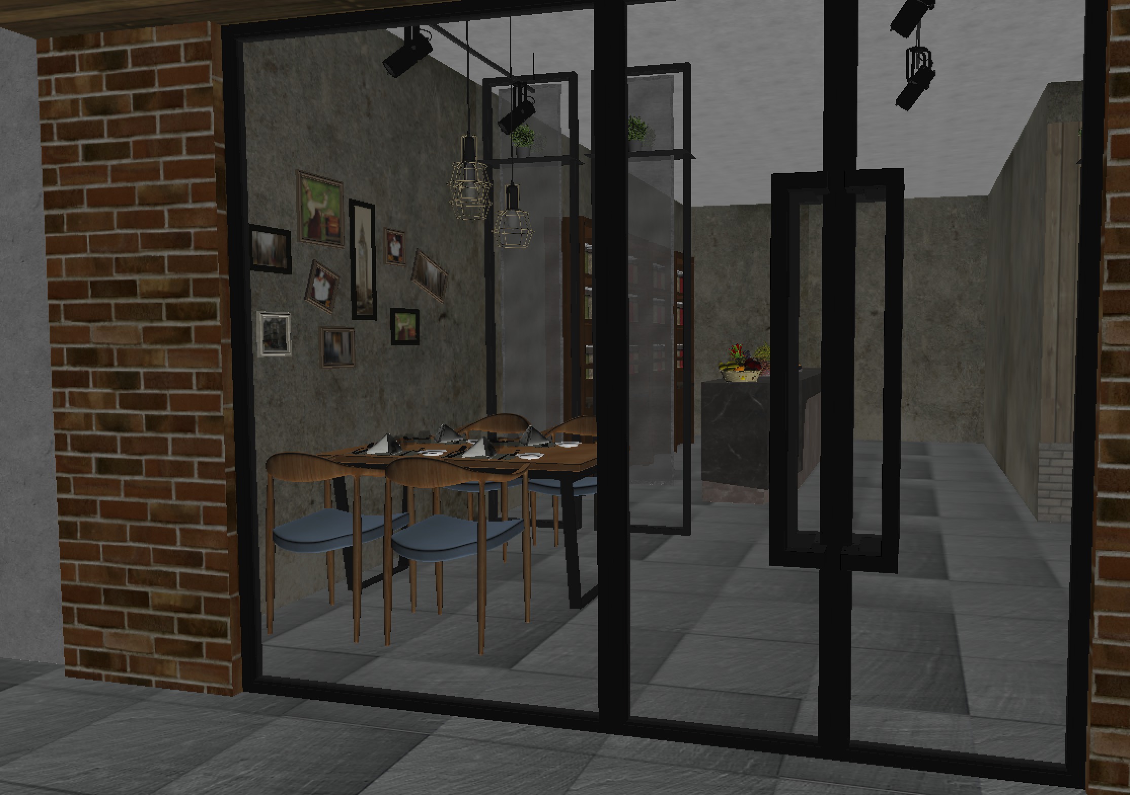 restaurant interior scenes 3D model_2