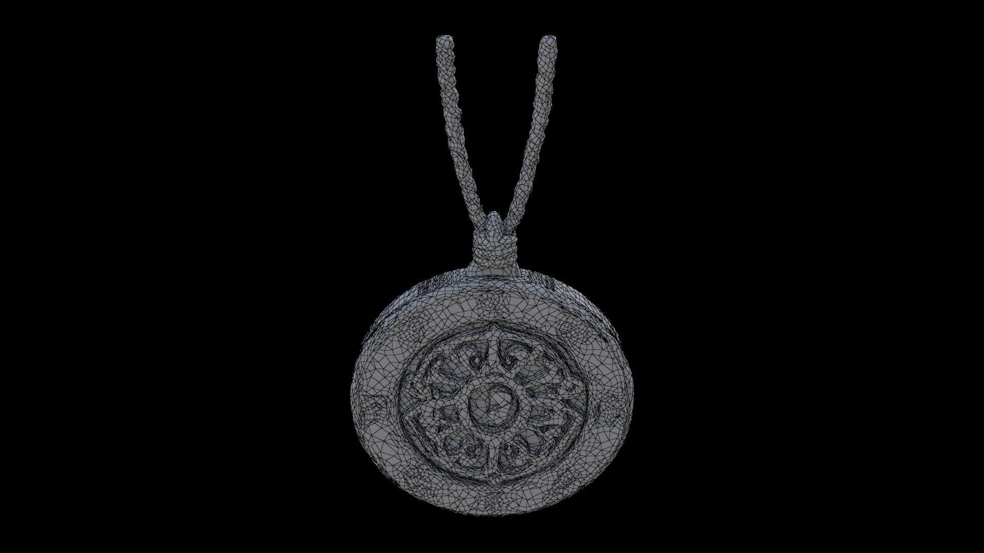 Runed Wooden Amulet 3D model_6