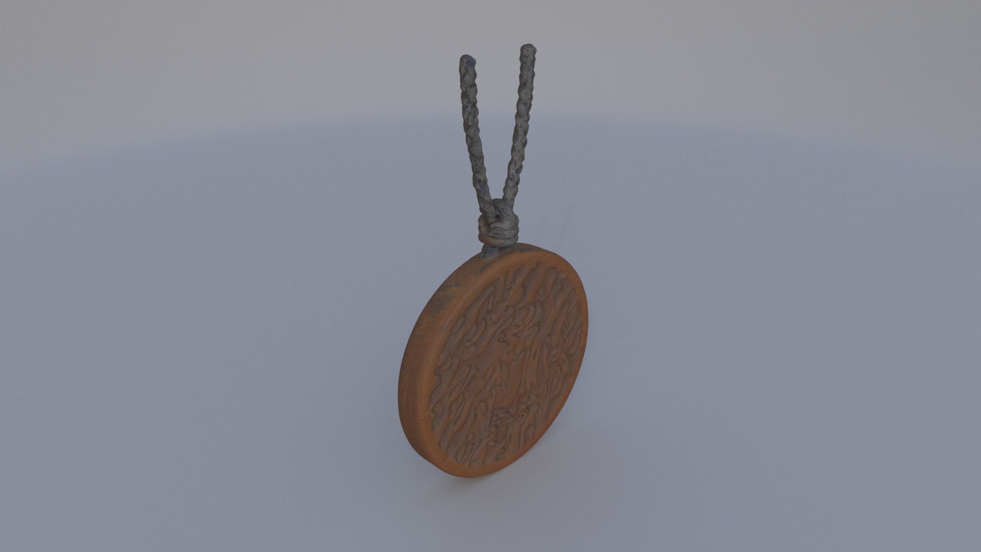 Runed Wooden Amulet 3D model_3