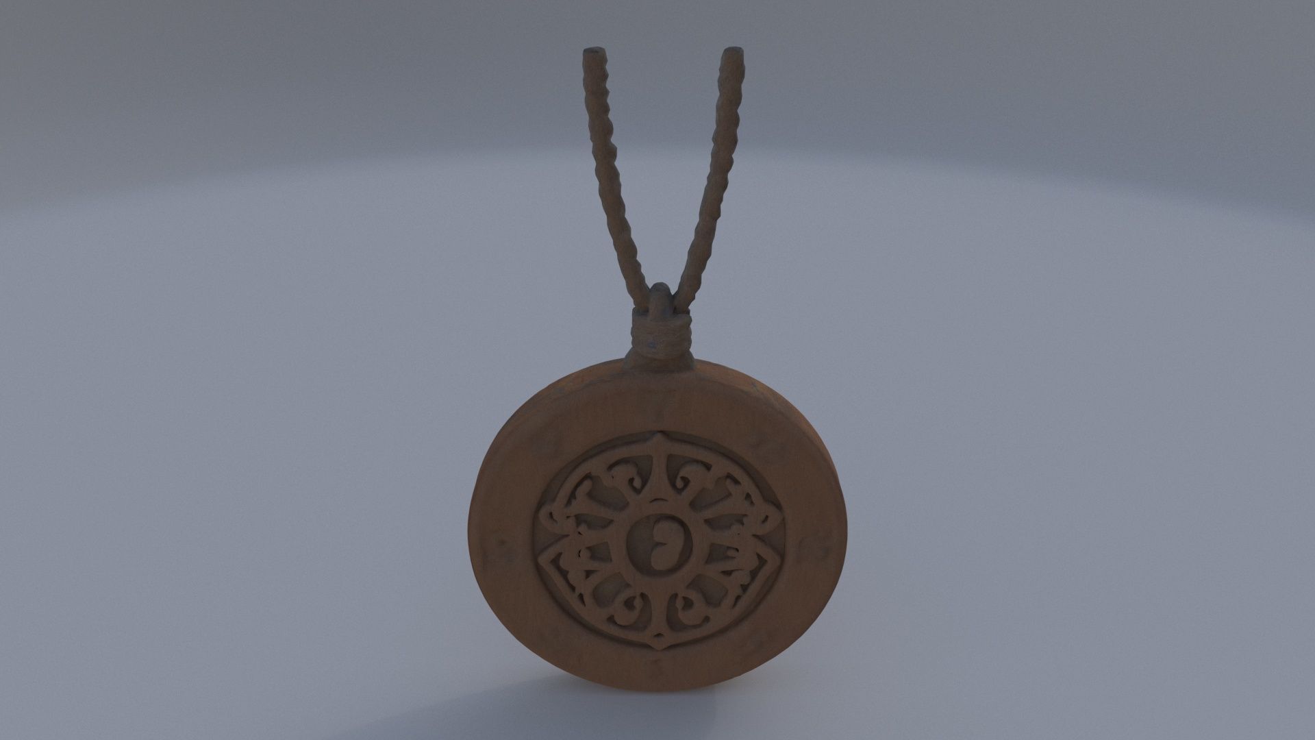 Runed Wooden Amulet 3D model_1