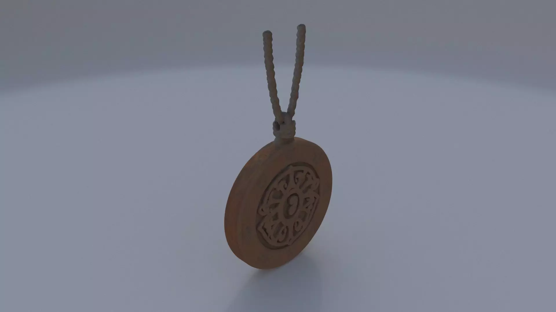Runed Wooden Amulet 3D model_0