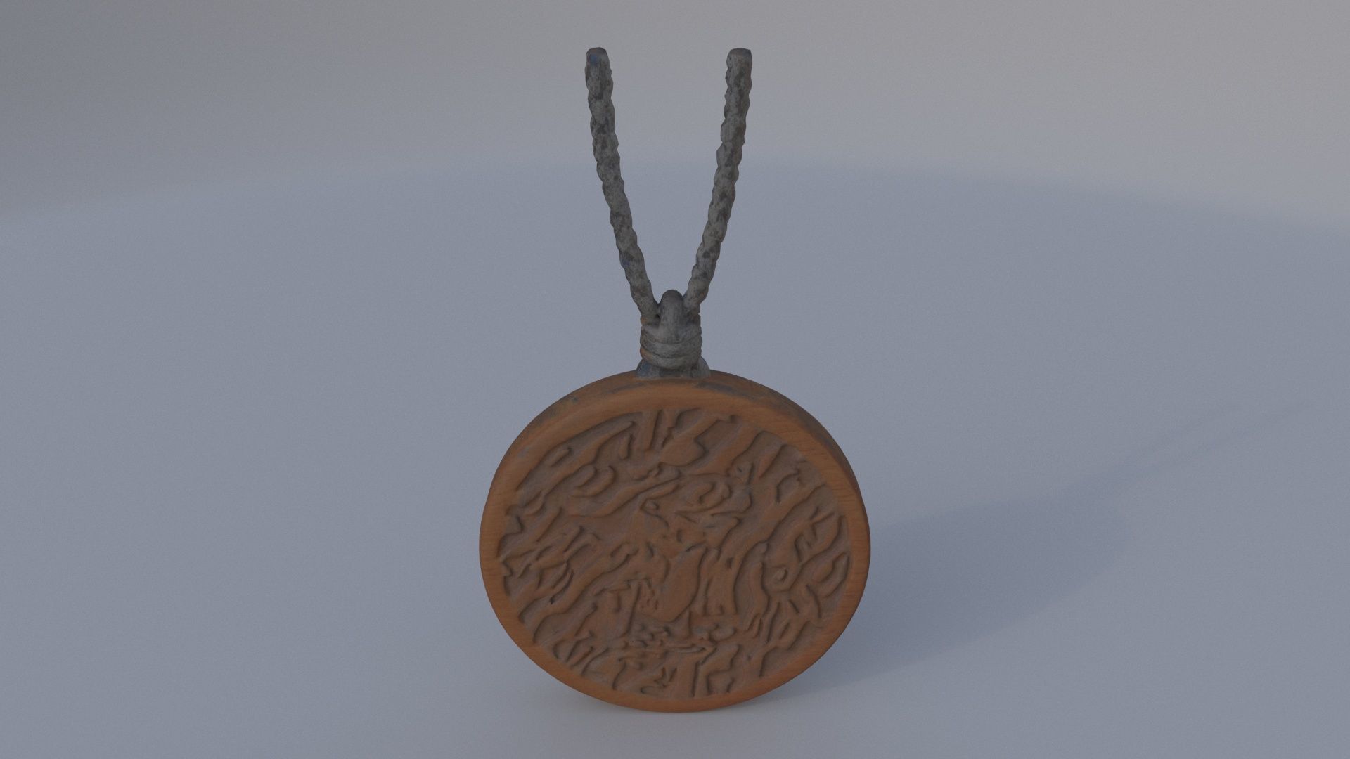 Runed Wooden Amulet 3D model_4
