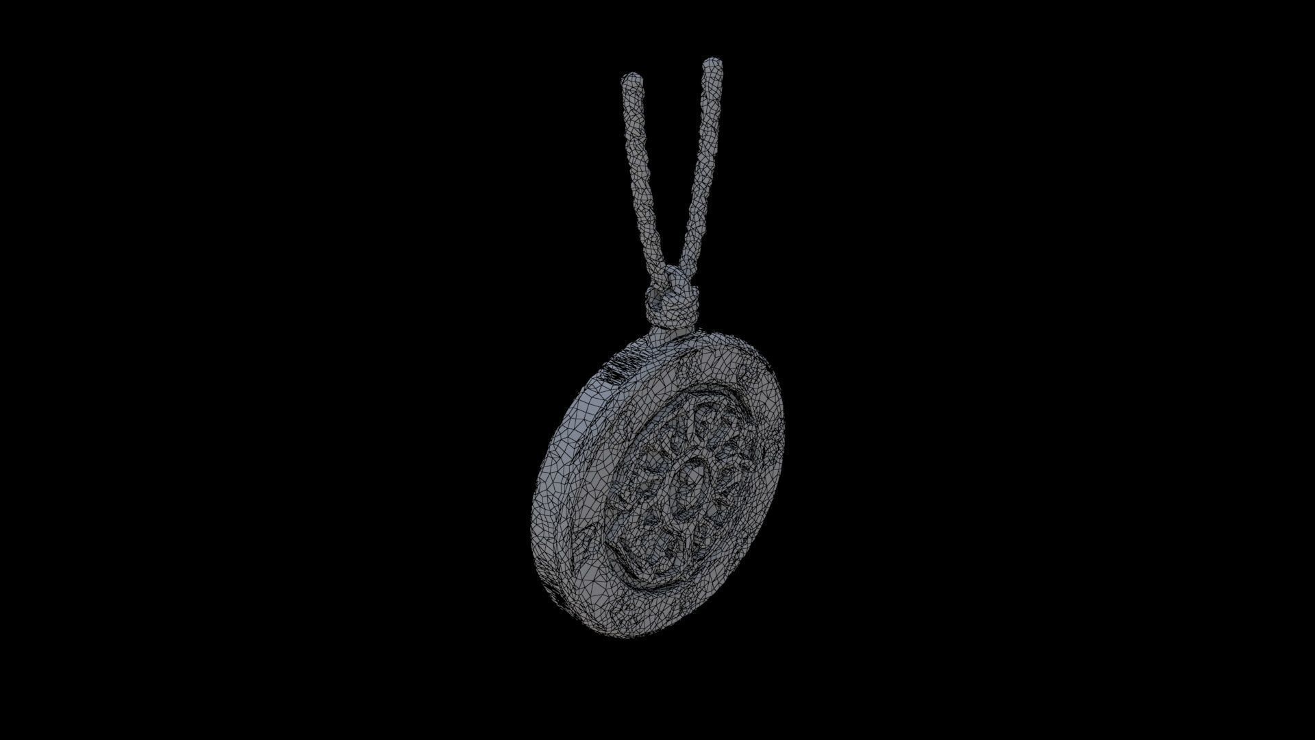 Runed Wooden Amulet 3D model_5