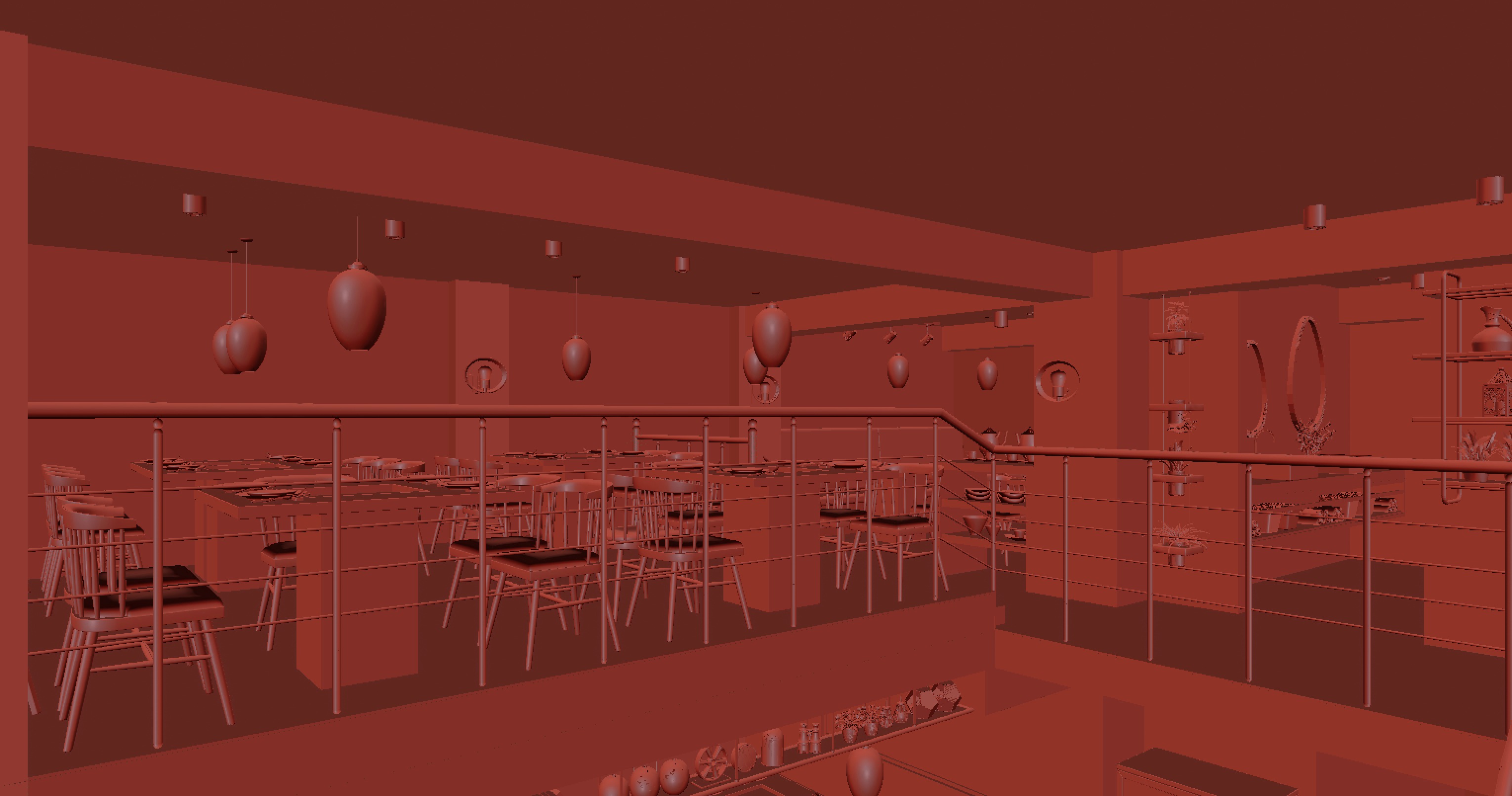 restaurant interior scenes 3D model_4