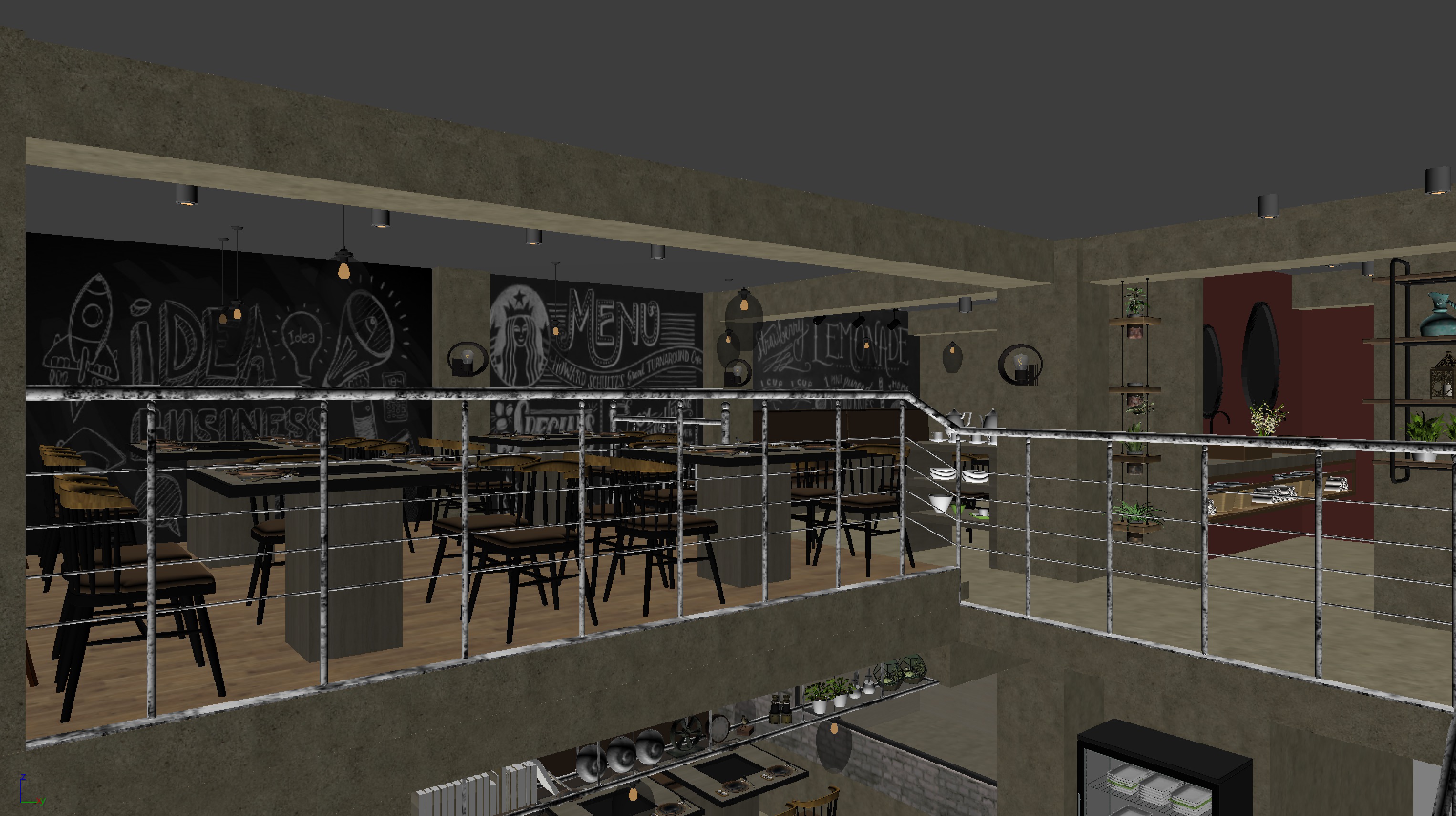 restaurant interior scenes 3D model_2