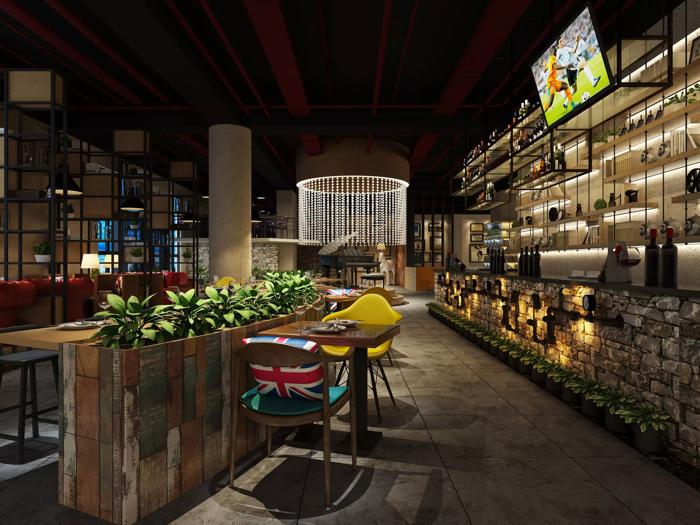 restaurant interior scenes 3D model_0