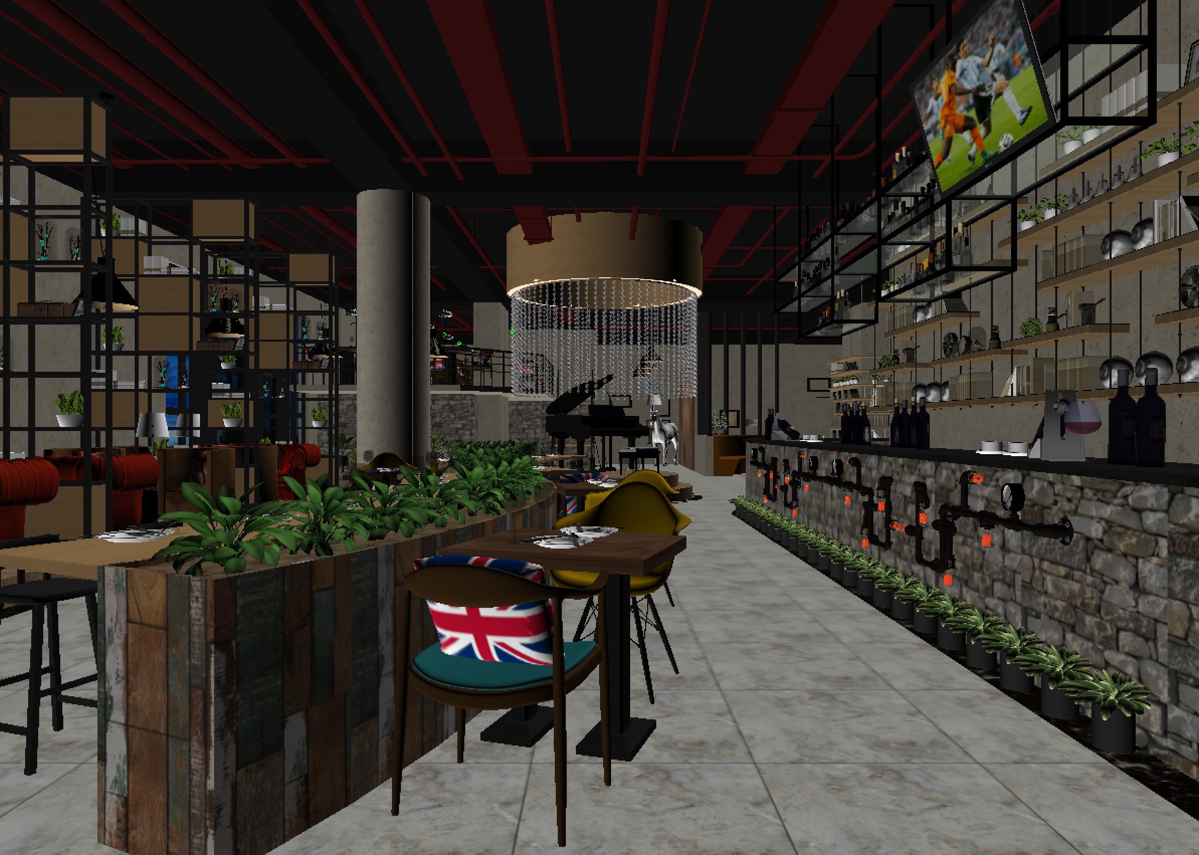 restaurant interior scenes 3D model_1