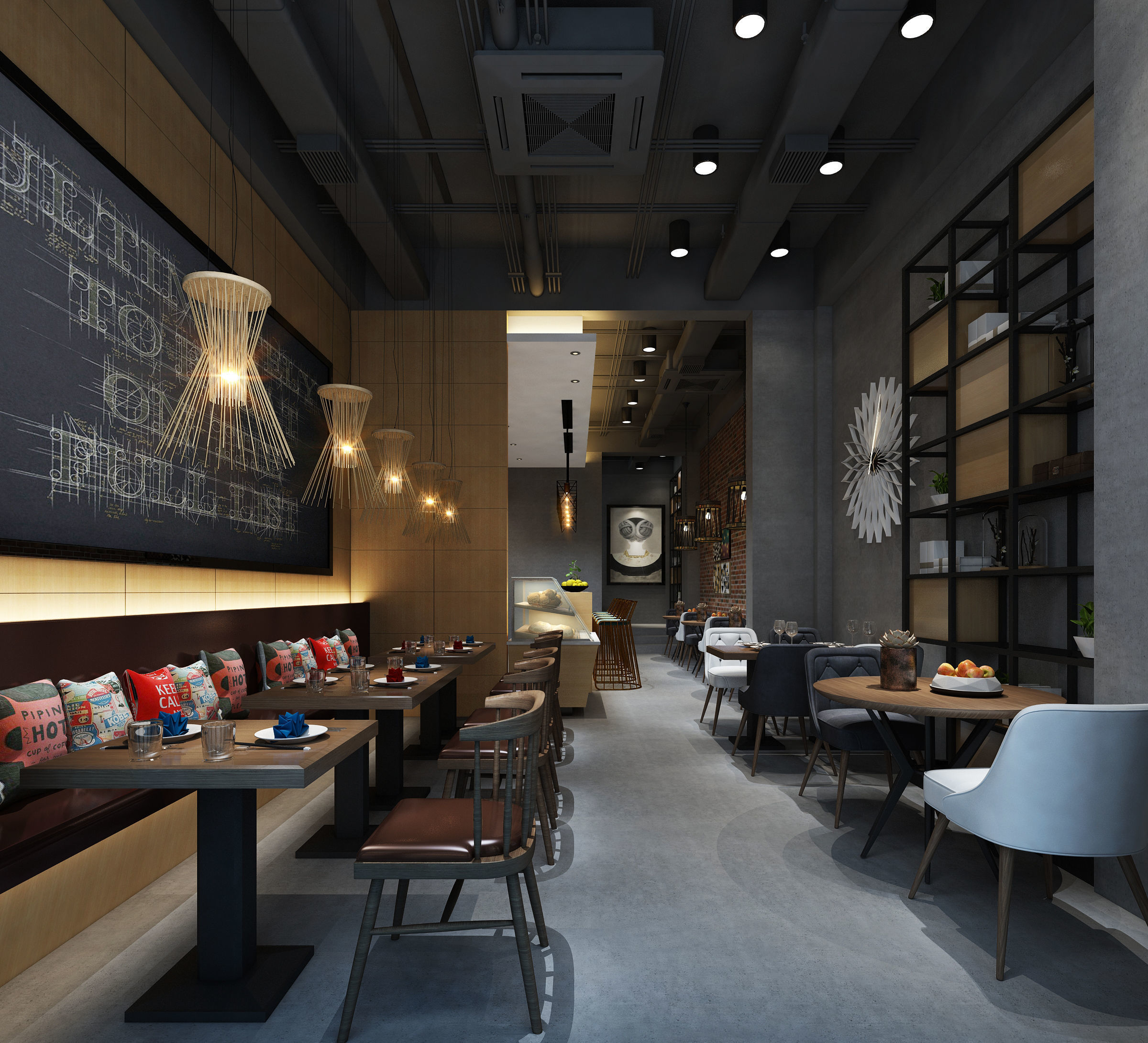 restaurant interior scenes 3D model_1