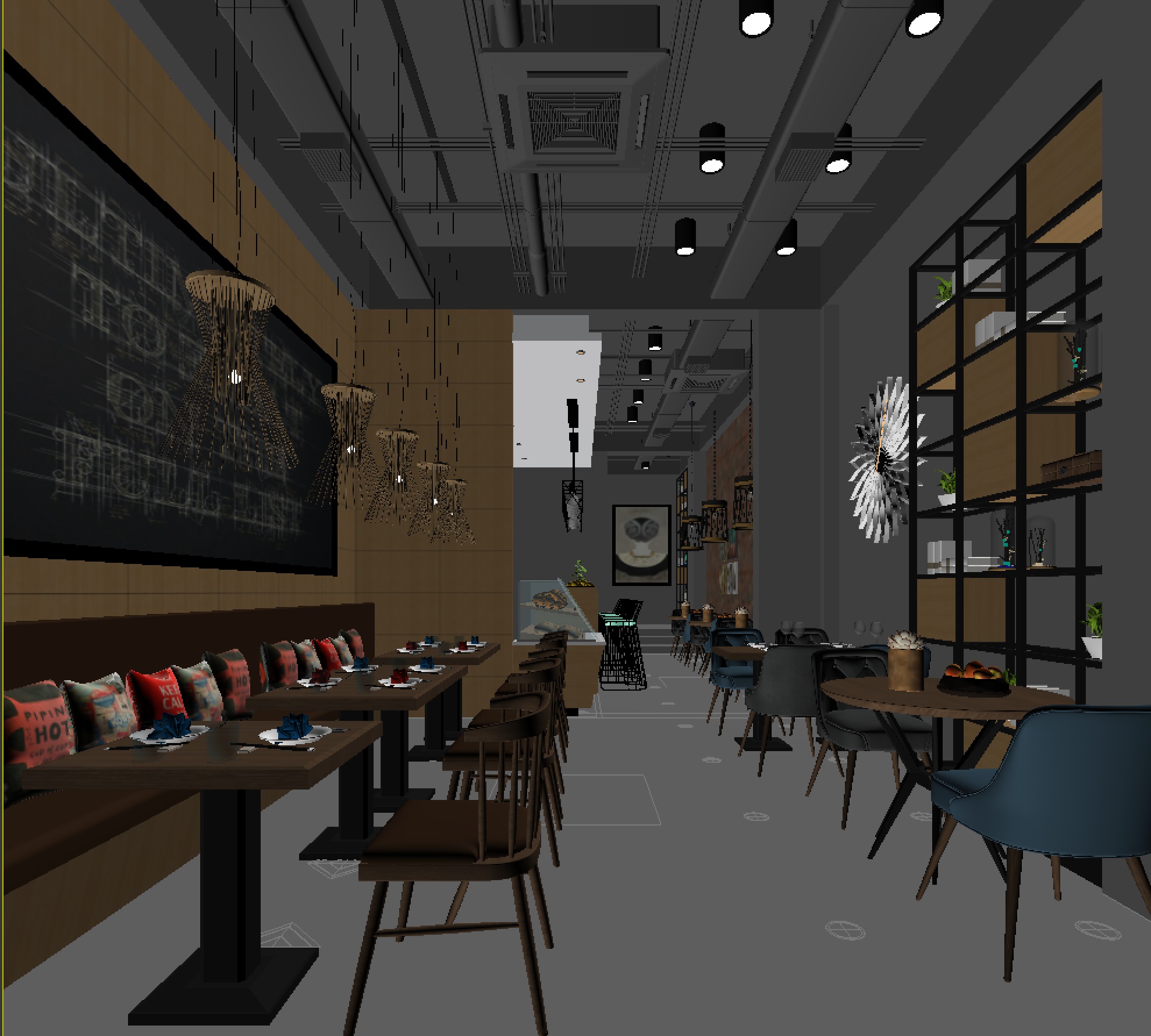 restaurant interior scenes 3D model_3