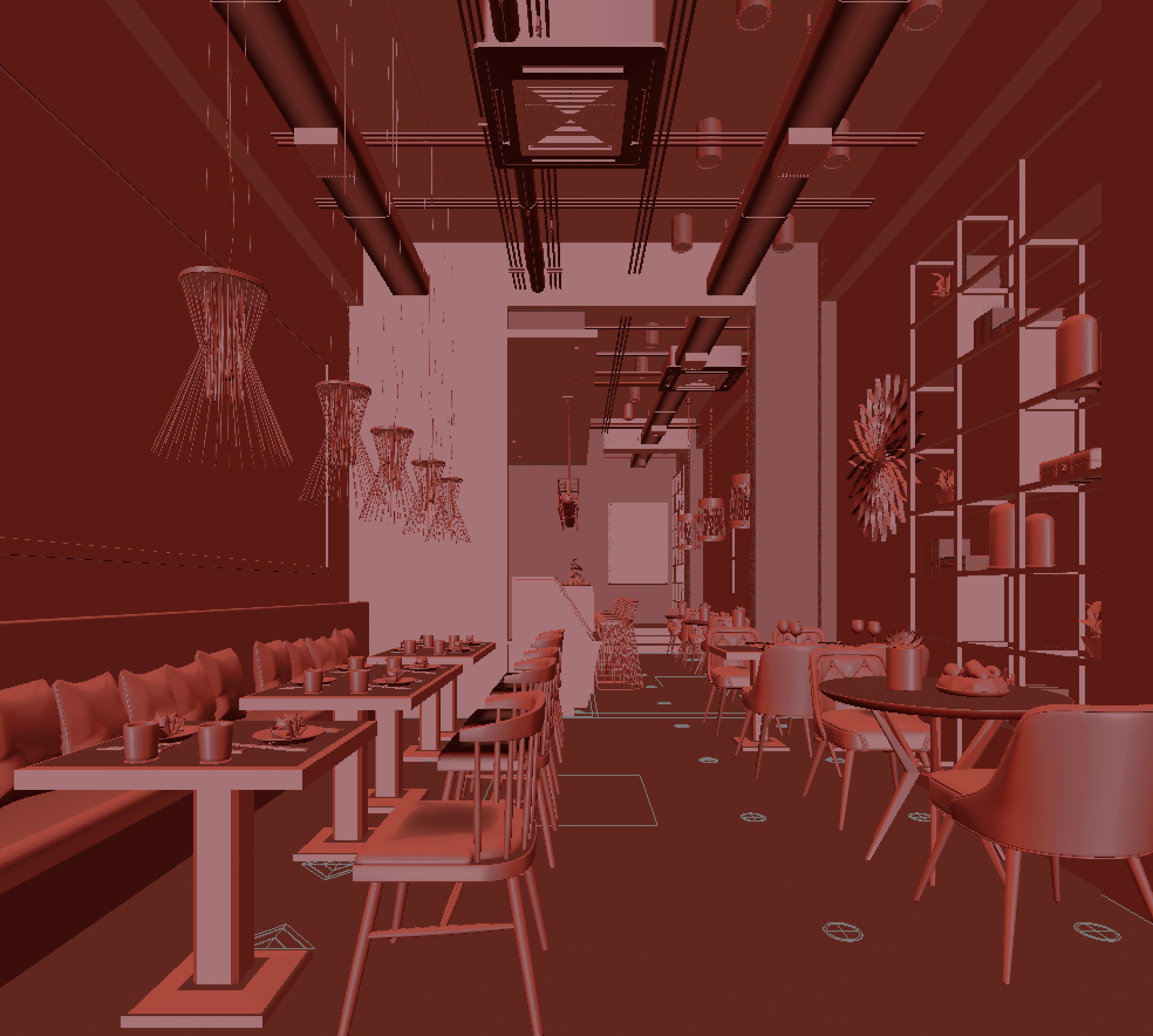 restaurant interior scenes 3D model_6