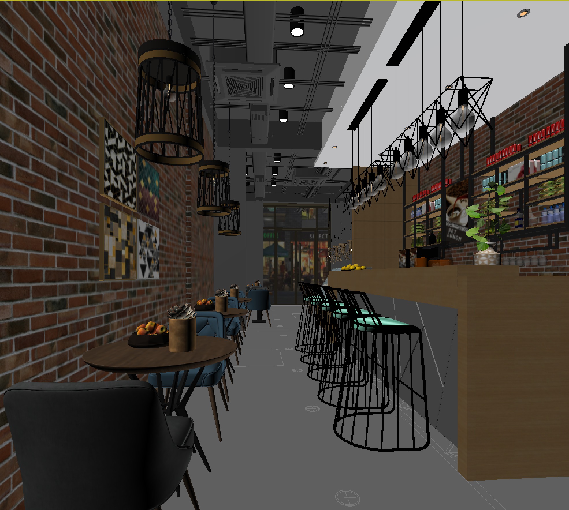 restaurant interior scenes 3D model_2
