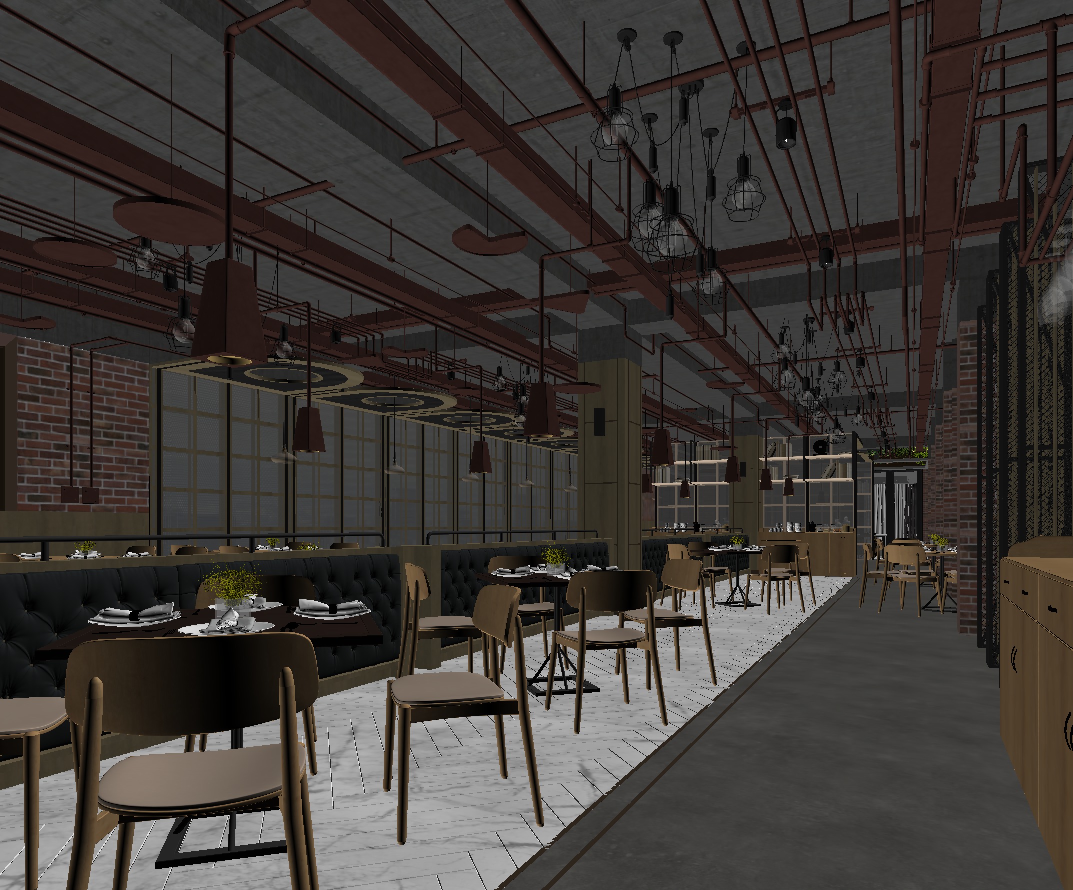 restaurant interior scenes 3D model_1