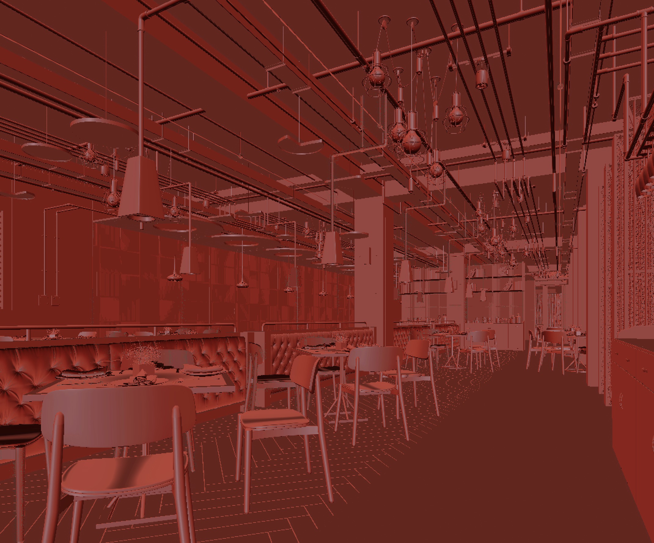 restaurant interior scenes 3D model_2