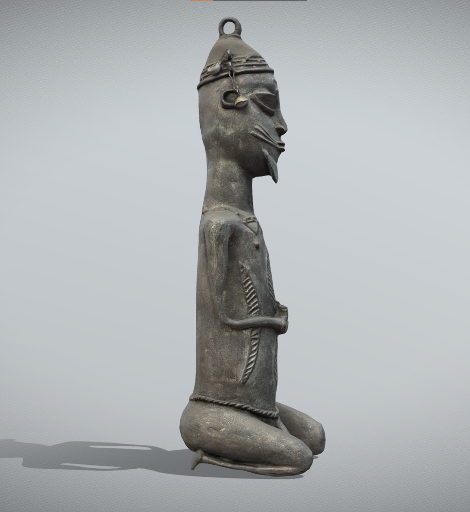 Bronze kneeling male Onile  Low-poly 3D model_1