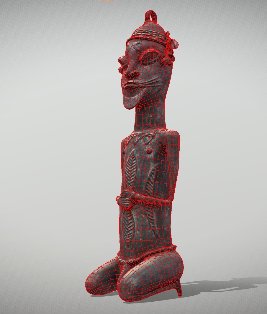 Bronze kneeling male Onile  Low-poly 3D model_7