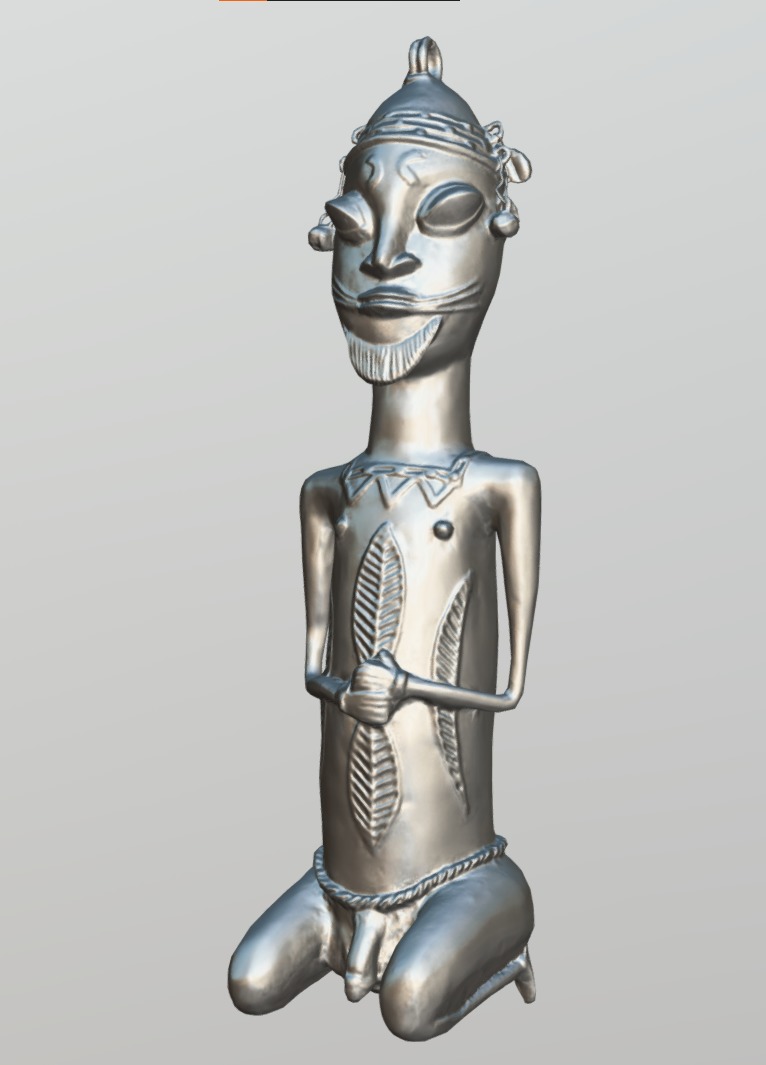 Bronze kneeling male Onile  Low-poly 3D model_8