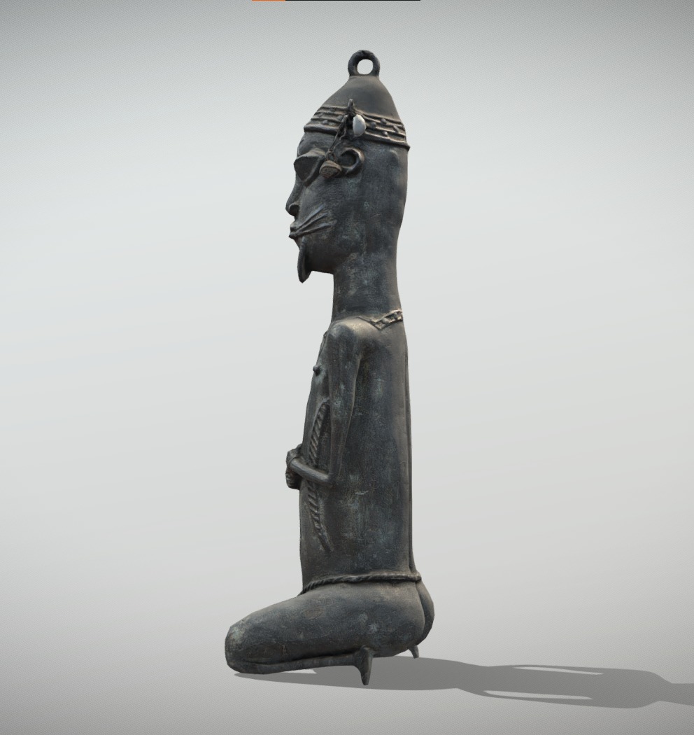 Bronze kneeling male Onile  Low-poly 3D model_4