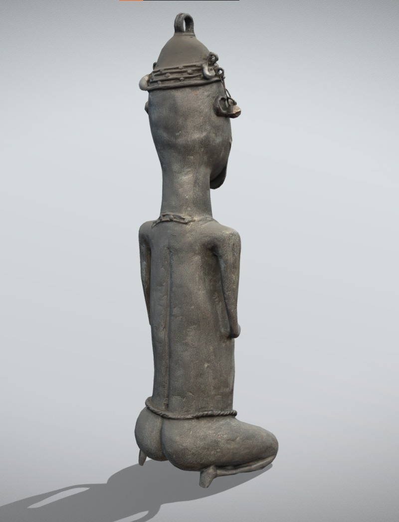 Bronze kneeling male Onile  Low-poly 3D model_2