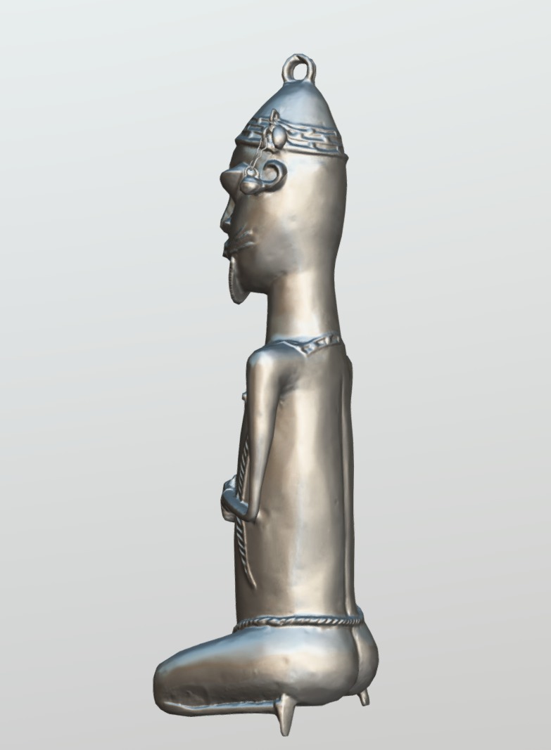 Bronze kneeling male Onile  Low-poly 3D model_9