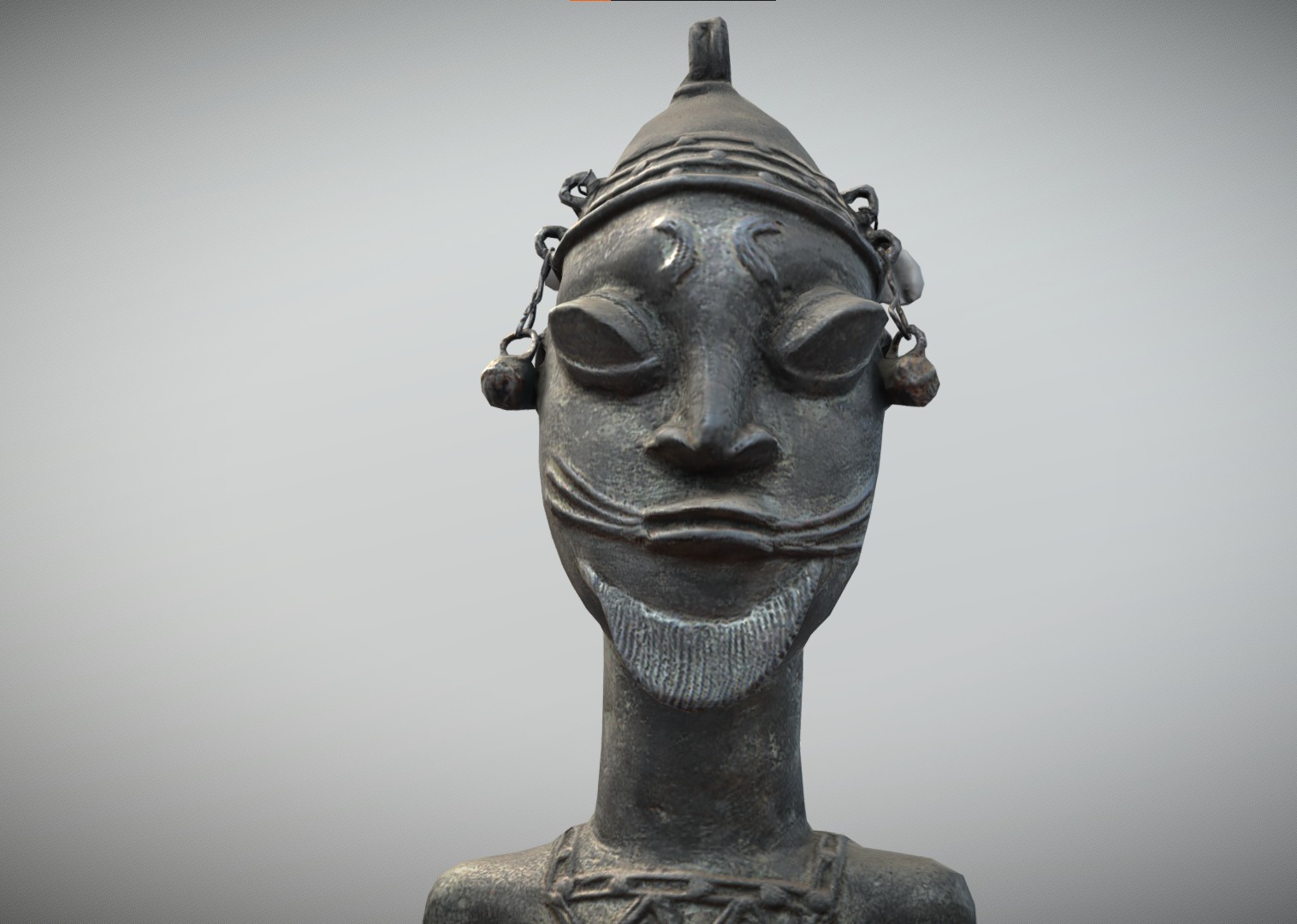 Bronze kneeling male Onile  Low-poly 3D model_6