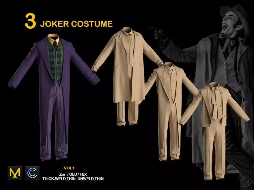 3 JOKER COSTUME 3D model_0