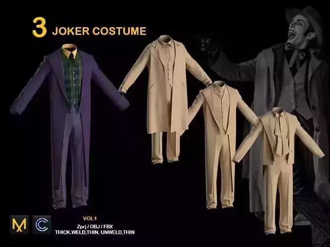 3 JOKER COSTUME 3D model