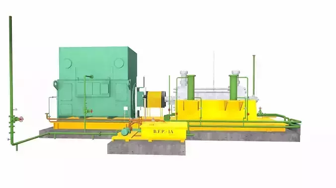 Boiler distillation valve water pump chlorination Low-poly 3D model